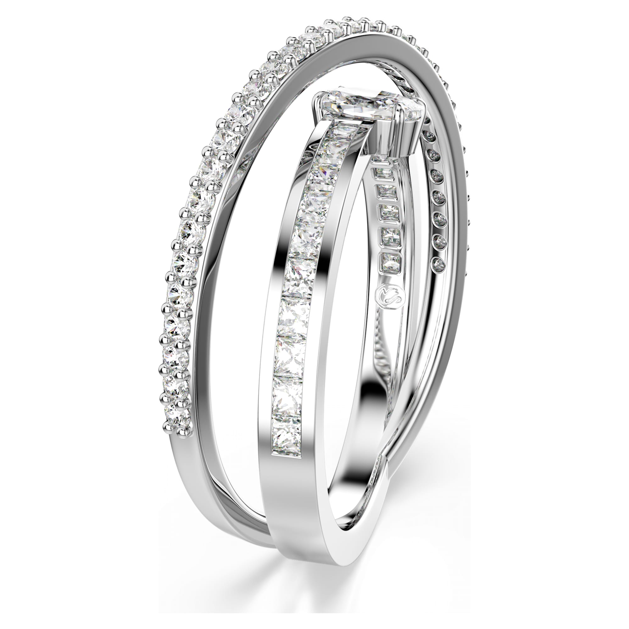 Hyperbel – Weißsilber – Ring – Swarovski