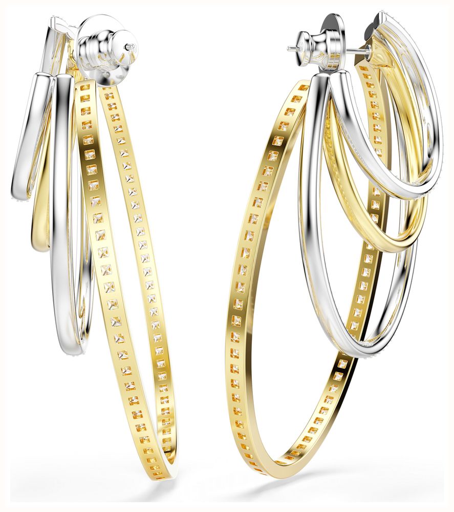 Hyperbola - Blanc Mix - Anneaux d'oreilles - Swarovski