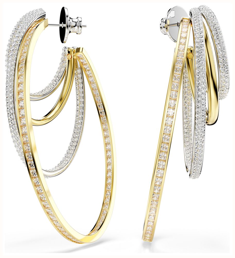 Hyperbola - Blanc Mix - Anneaux d'oreilles - Swarovski