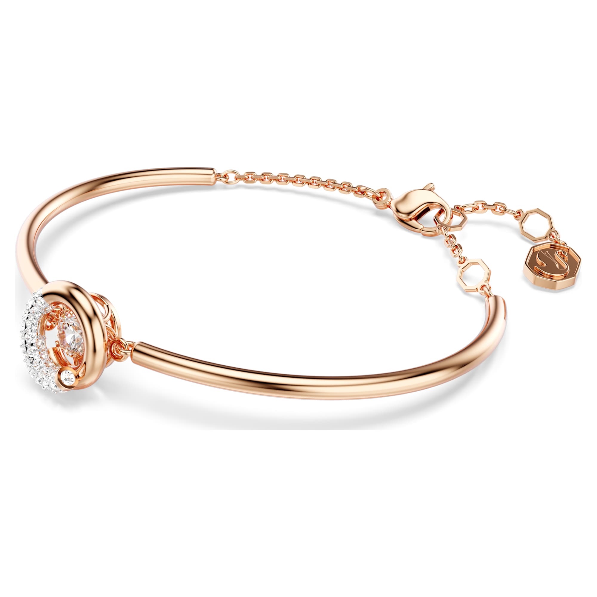 Dextera - White Gold Rose - Bangle - Swarovski