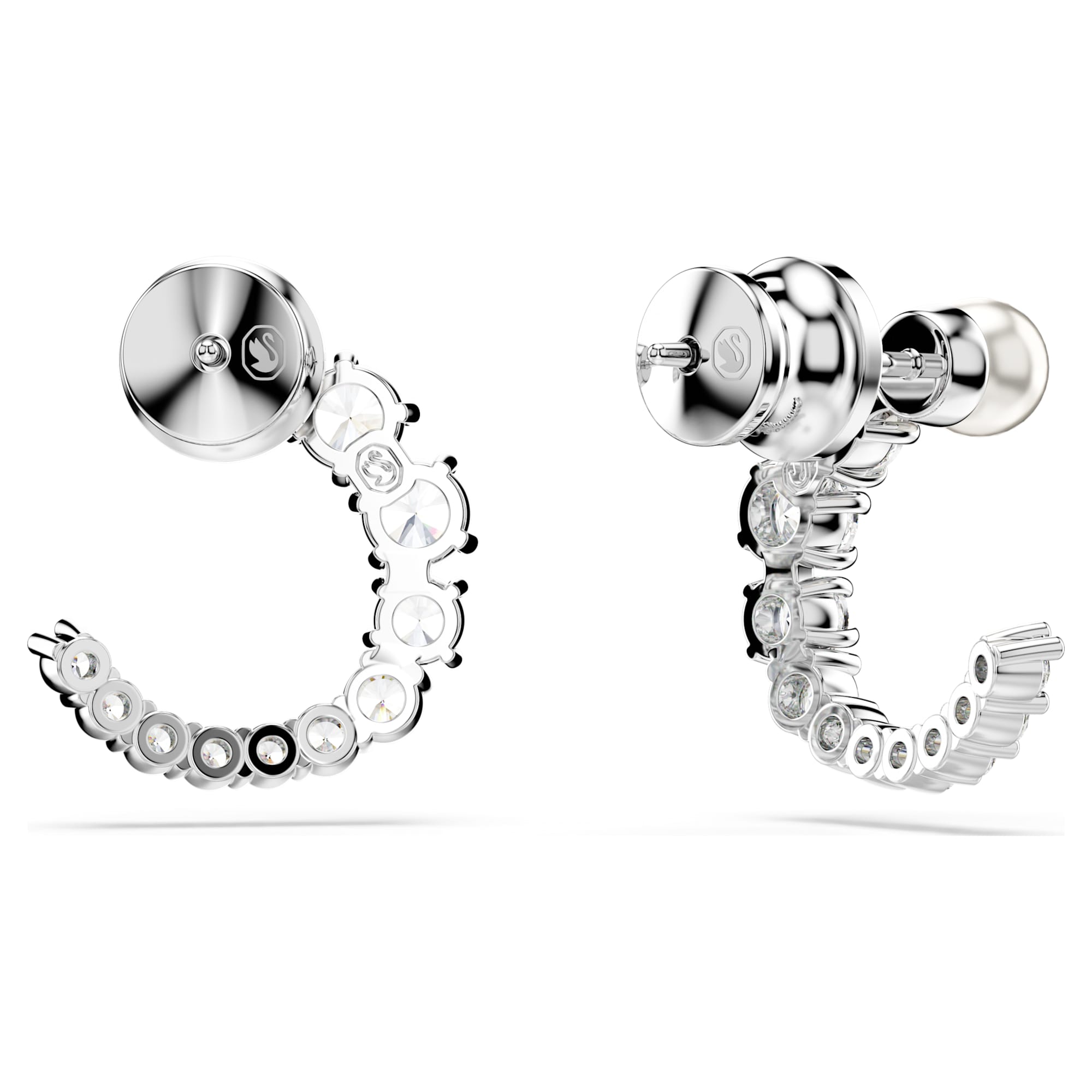 Matrix - Pearl - Silver White - Hoop Earrings - Swarovski