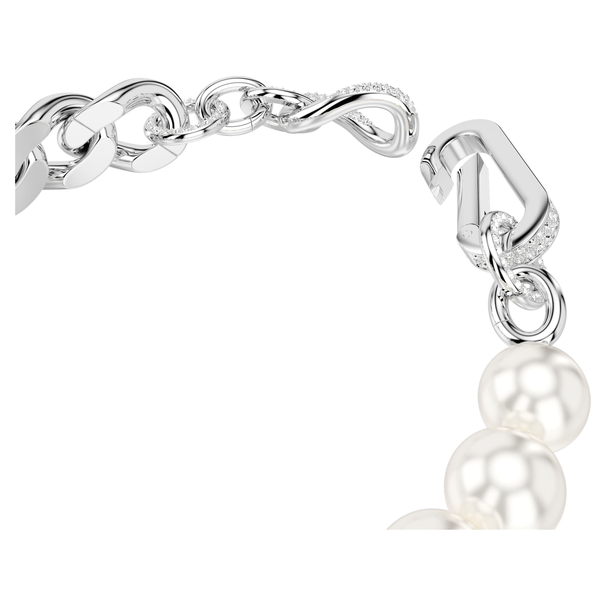 Dextera - Perle - Blanc Argenté - Bracelet - Swarovski