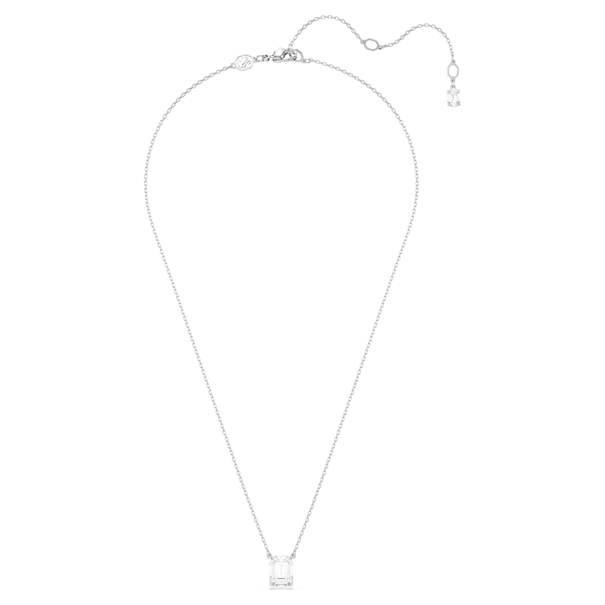 Stilla - Octagonal - White Silver - Necklace - Swarovski