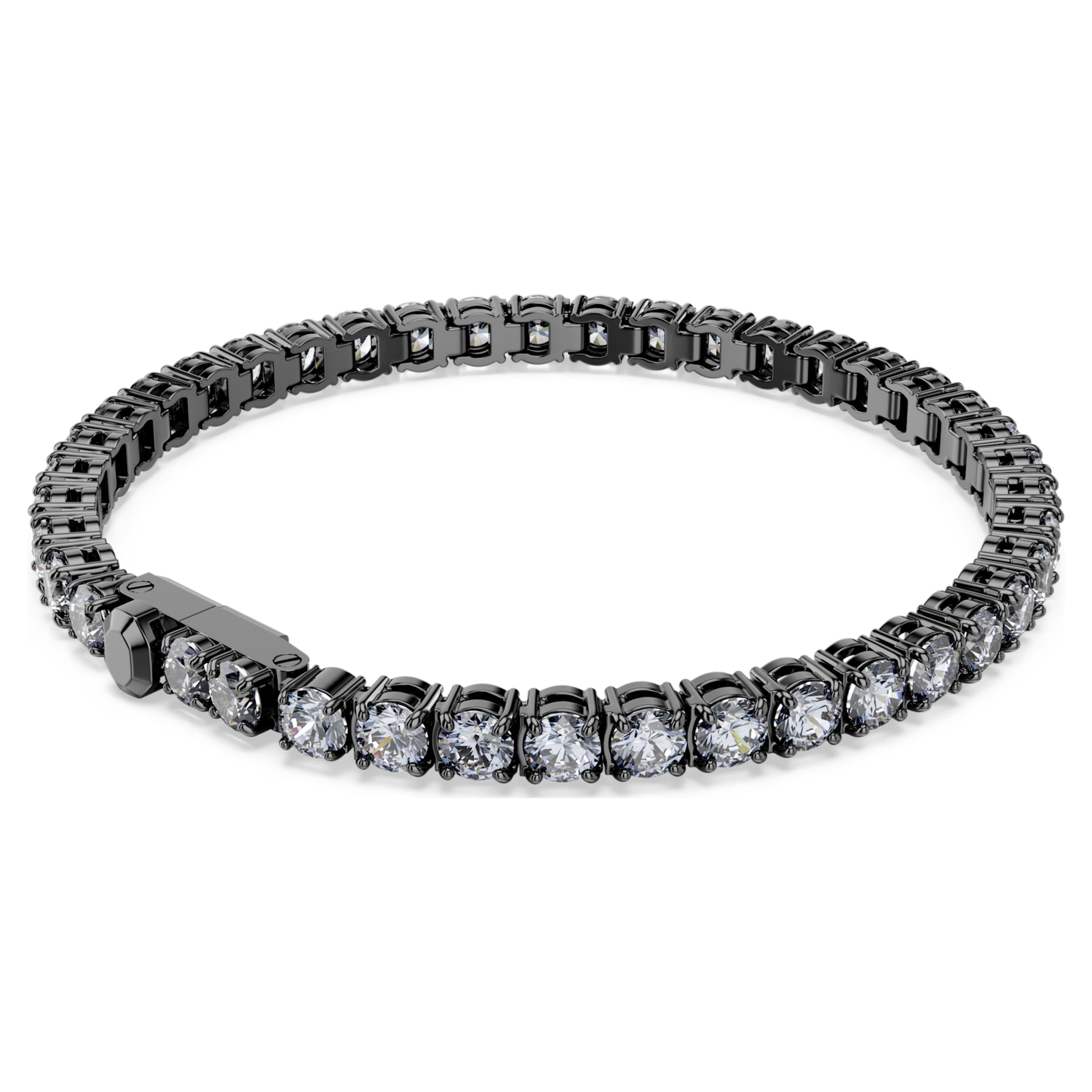 Βραχιόλι Swarovski - Matrix Tennis - Στρογγυλό μέγεθος - Γκρι & Μαύρη άποψη 5