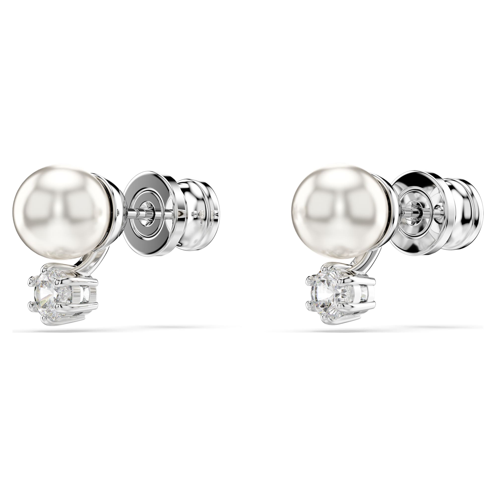 Matrix - Pearl - Silver White - Stud Earrings - Swarovski