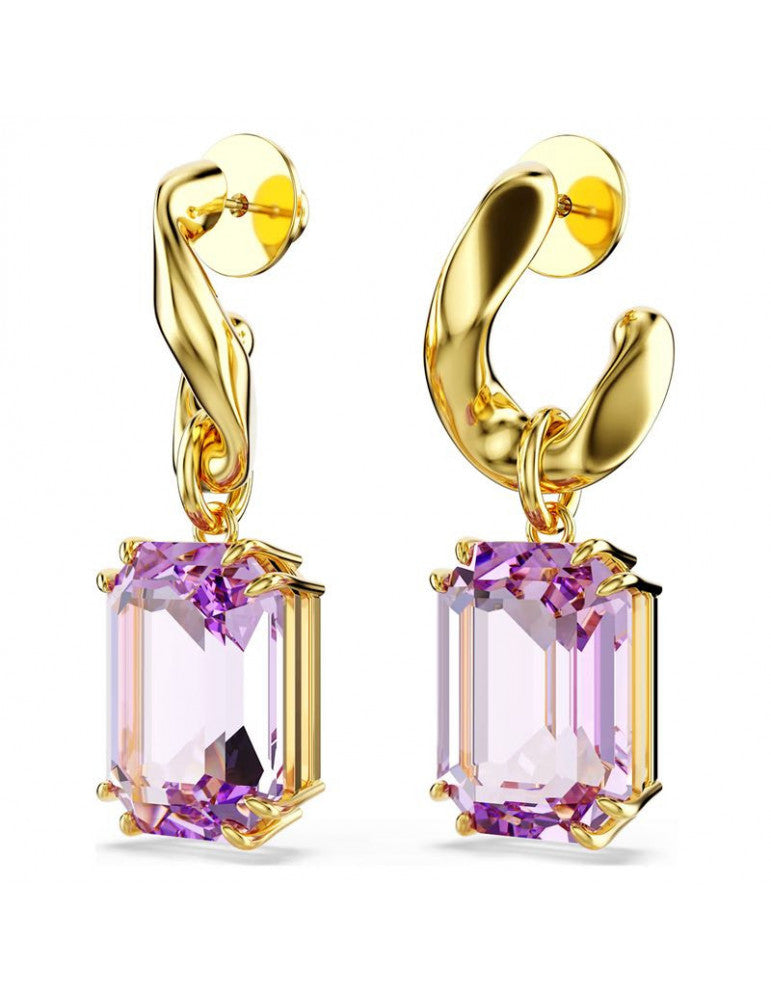 Pendientes colgantes de mujer Millenia octogonales en oro morado – Swarovski