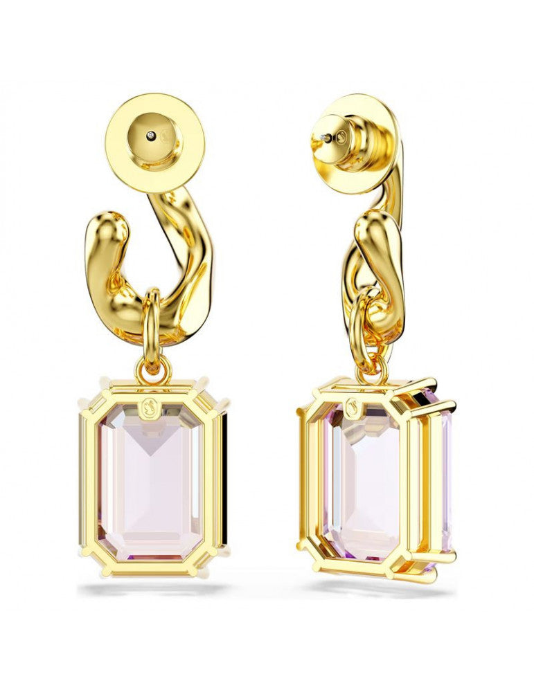 Pendientes colgantes de mujer Millenia octogonales en oro morado – Swarovski