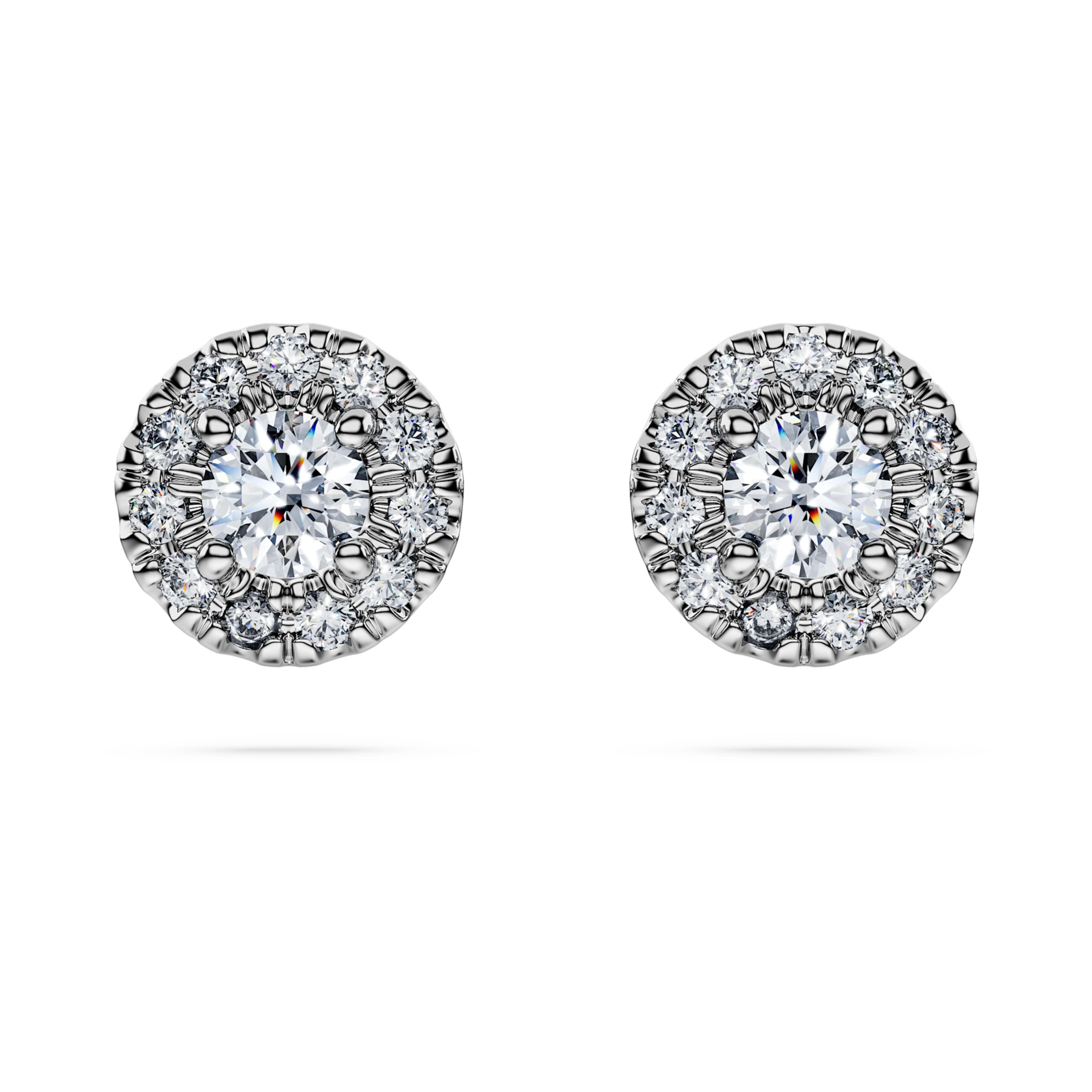 Pendientes Halo Eternity – Plata y diamantes sintéticos de 0,45 ct – Swarovski