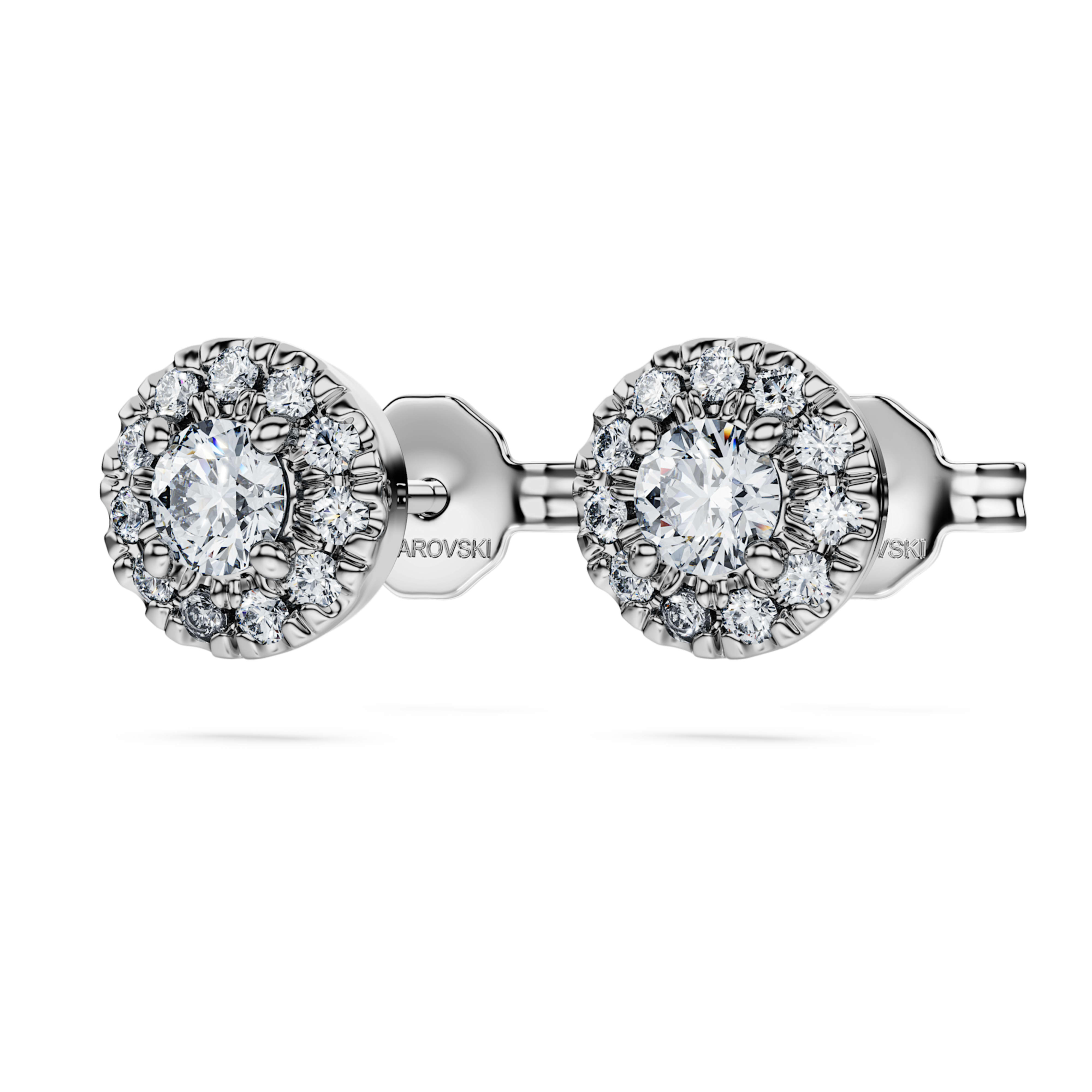 Pendientes Halo Eternity – Plata y diamantes sintéticos de 0,45 ct – Swarovski