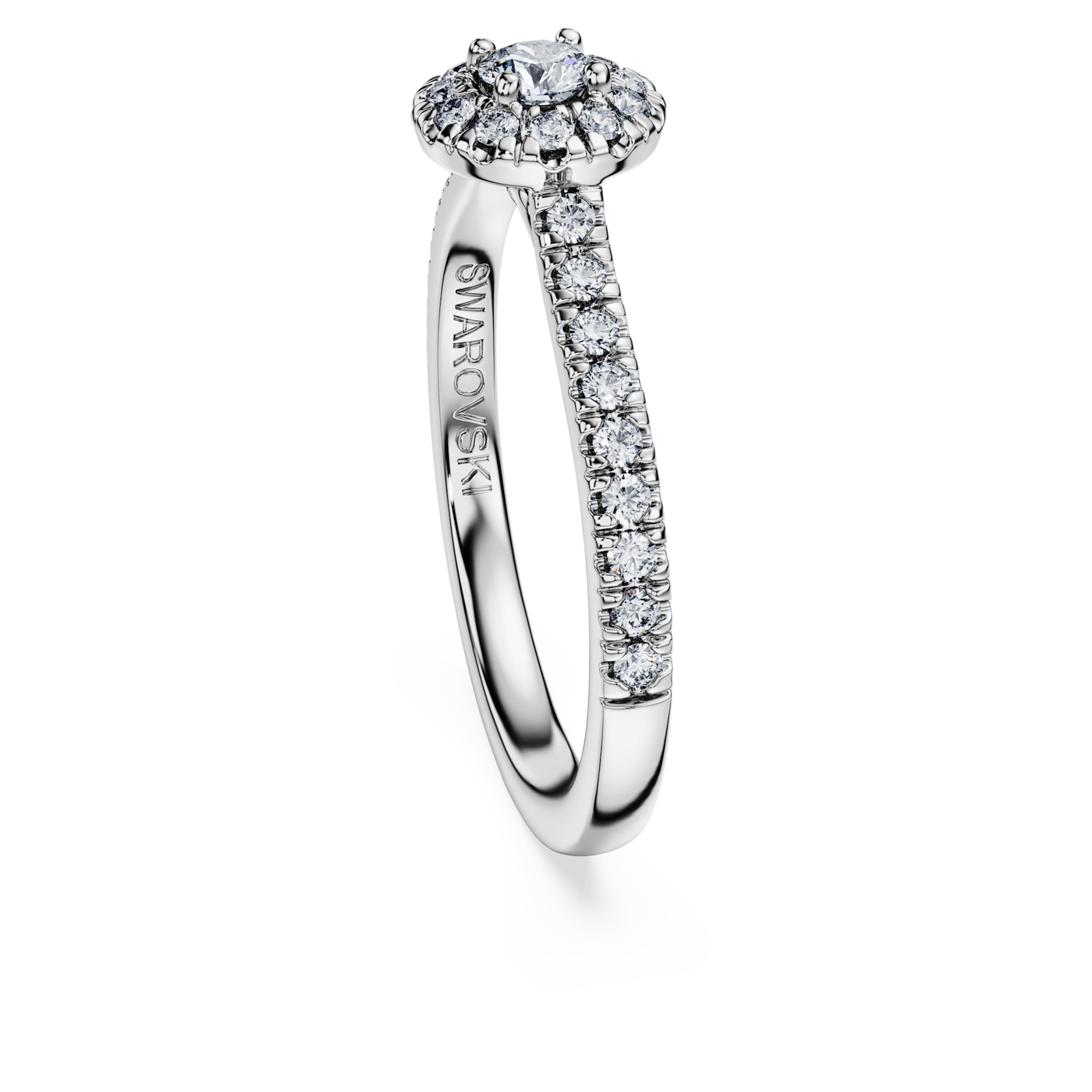 Halo Eternity Solitaire Ring - Silver and 0.45 ct Diamonds - Swarovski