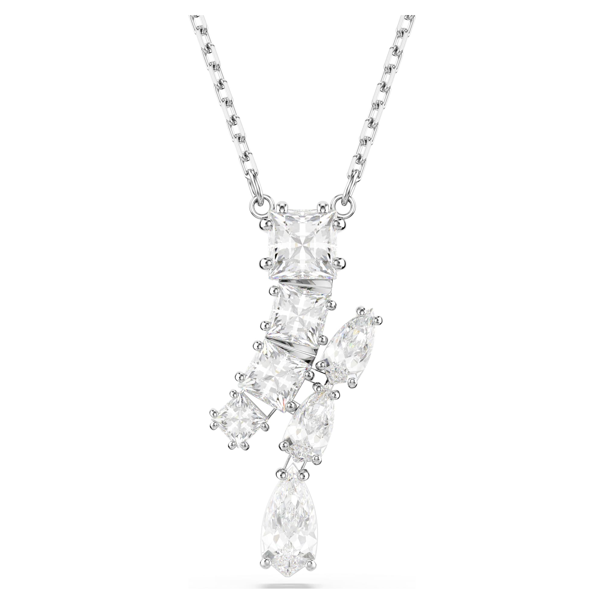 Matrix - Various Sizes - White Silver - Necklace - Swarovski