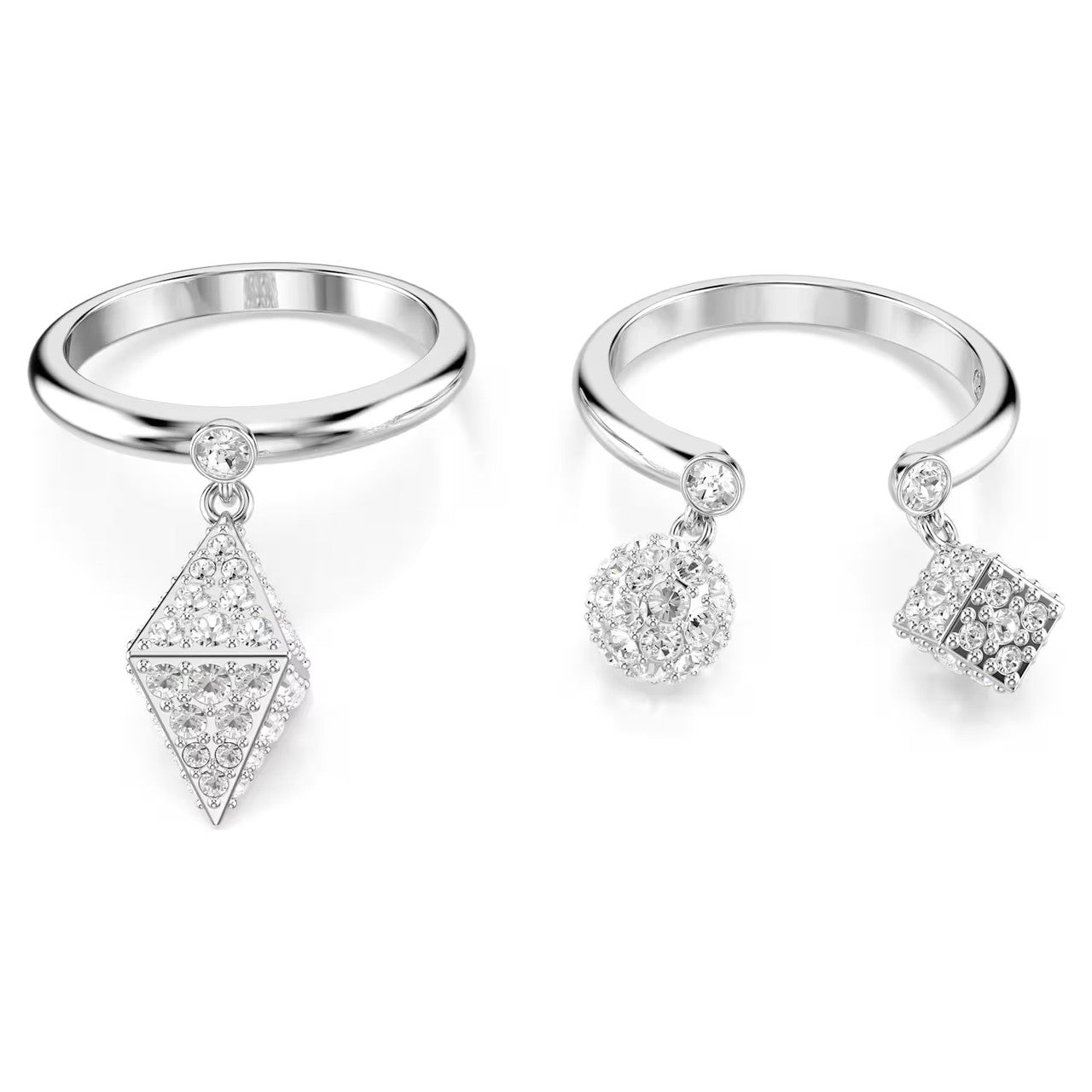 Dextera - Silver white - Set of rings - Swarovski