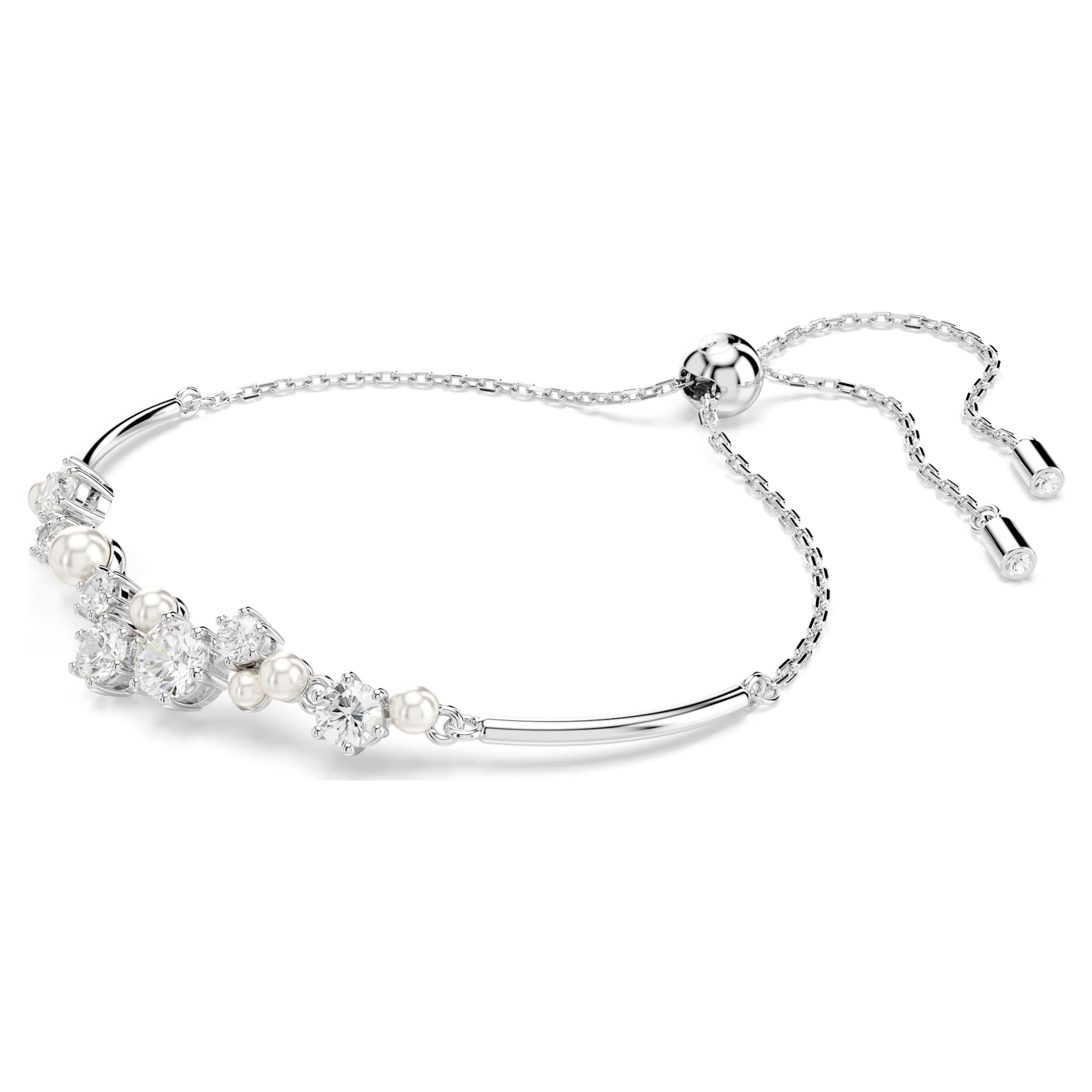 Constella - Blanc Argenté & Perles - Bracelet - Swarovski