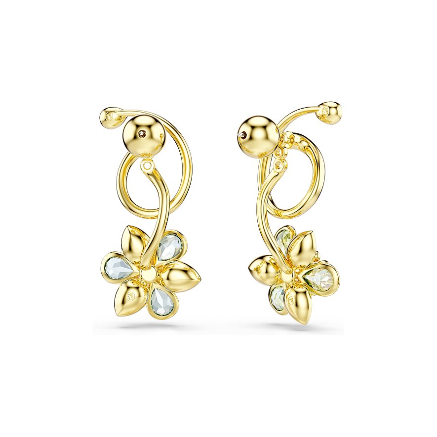 Idyllia Women's Asymmetrical Gold Multicolor Flower Drop Earrings – Swarovski