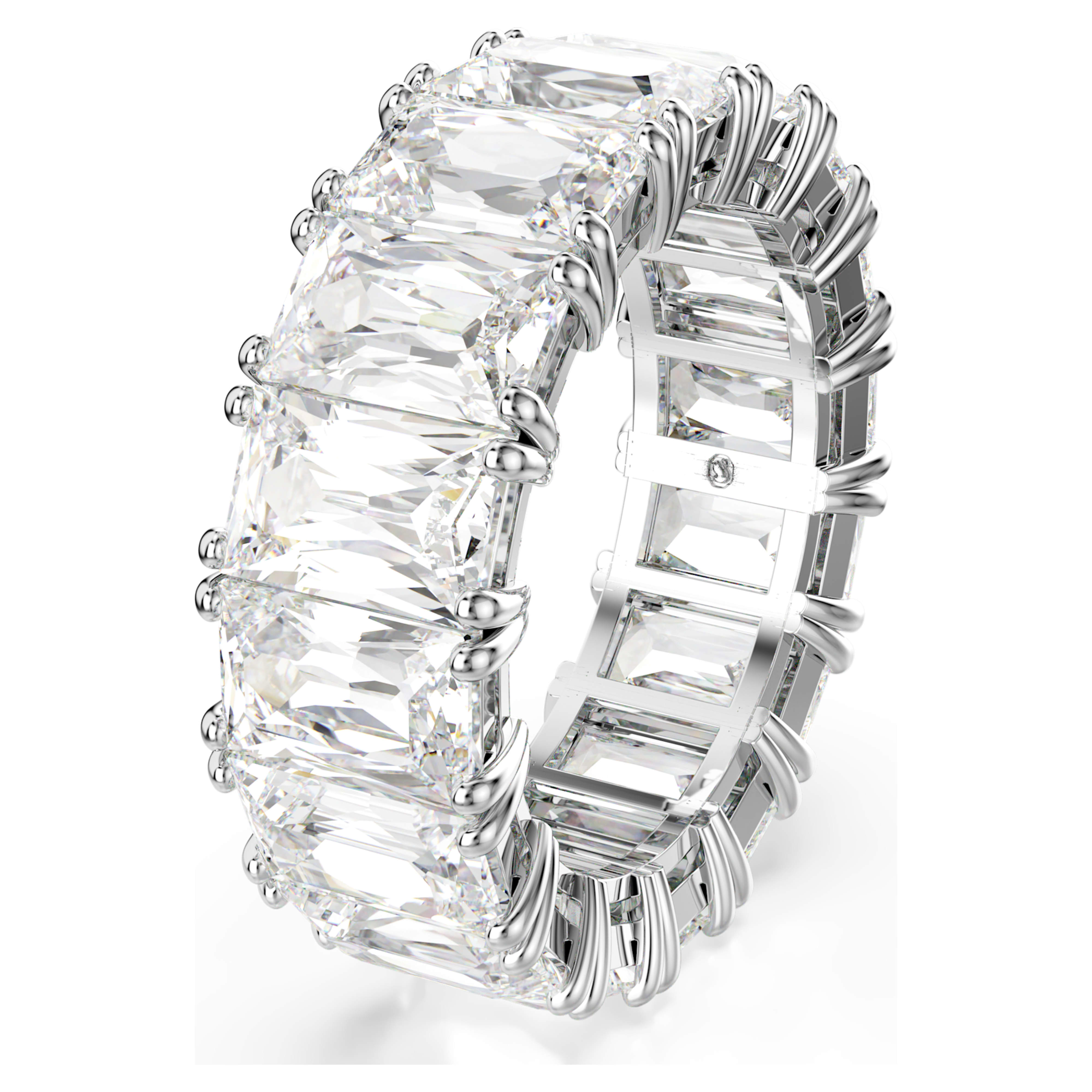 Women's Matrix Vittore Baguette White Silver Ring – Swarovski