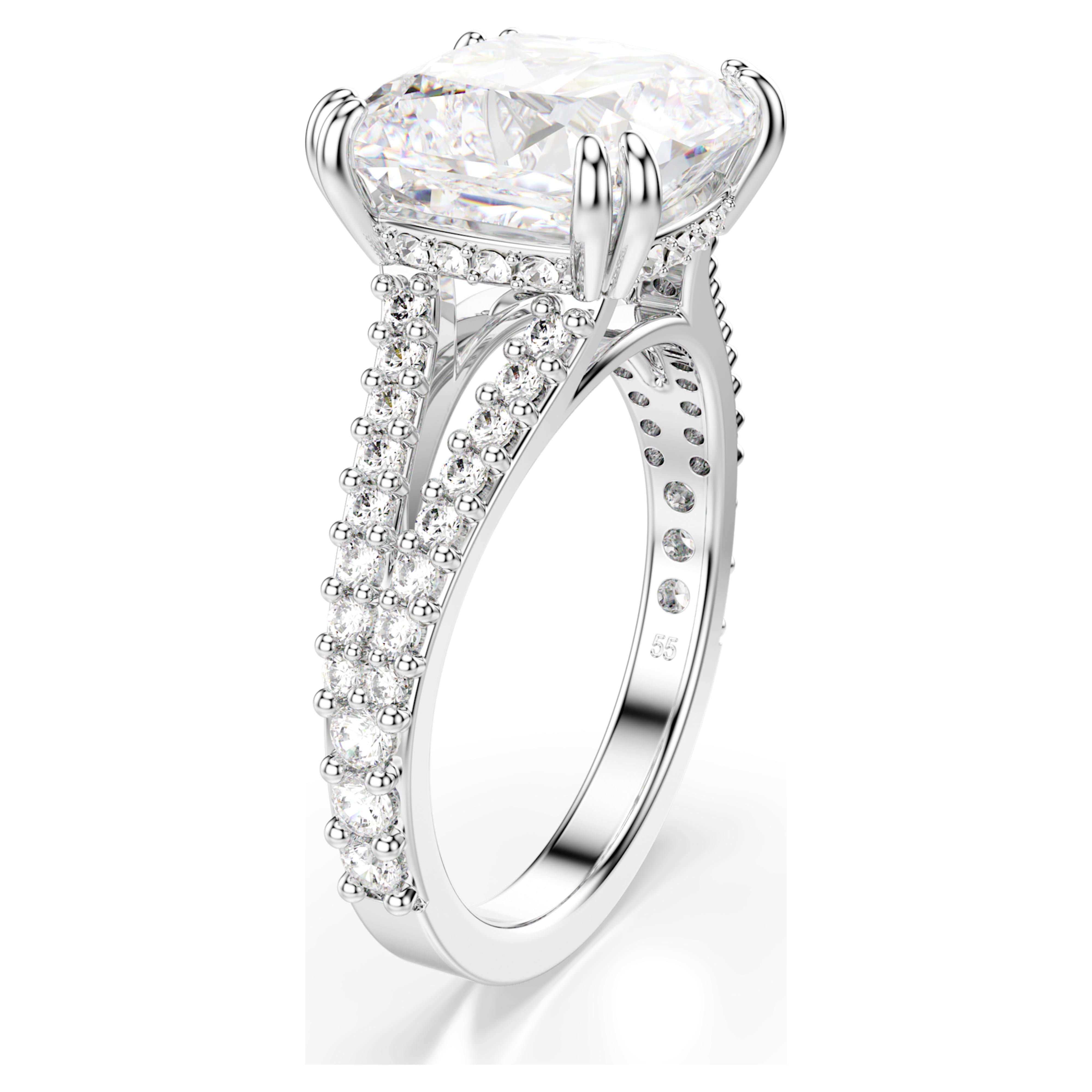 Stilla Square White Silver Women's Ring – Swarovski