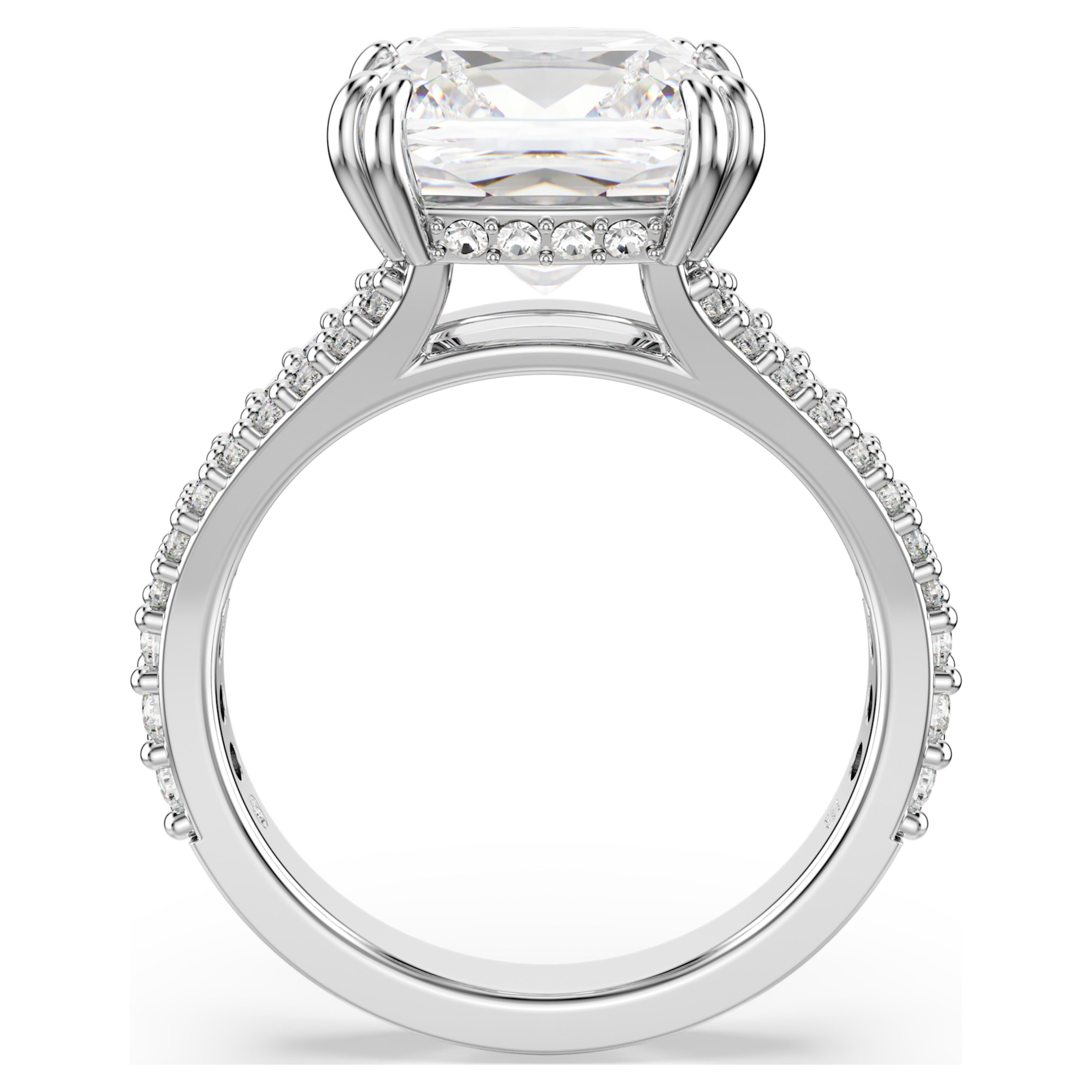 Stilla Square White Silver Women's Ring – Swarovski