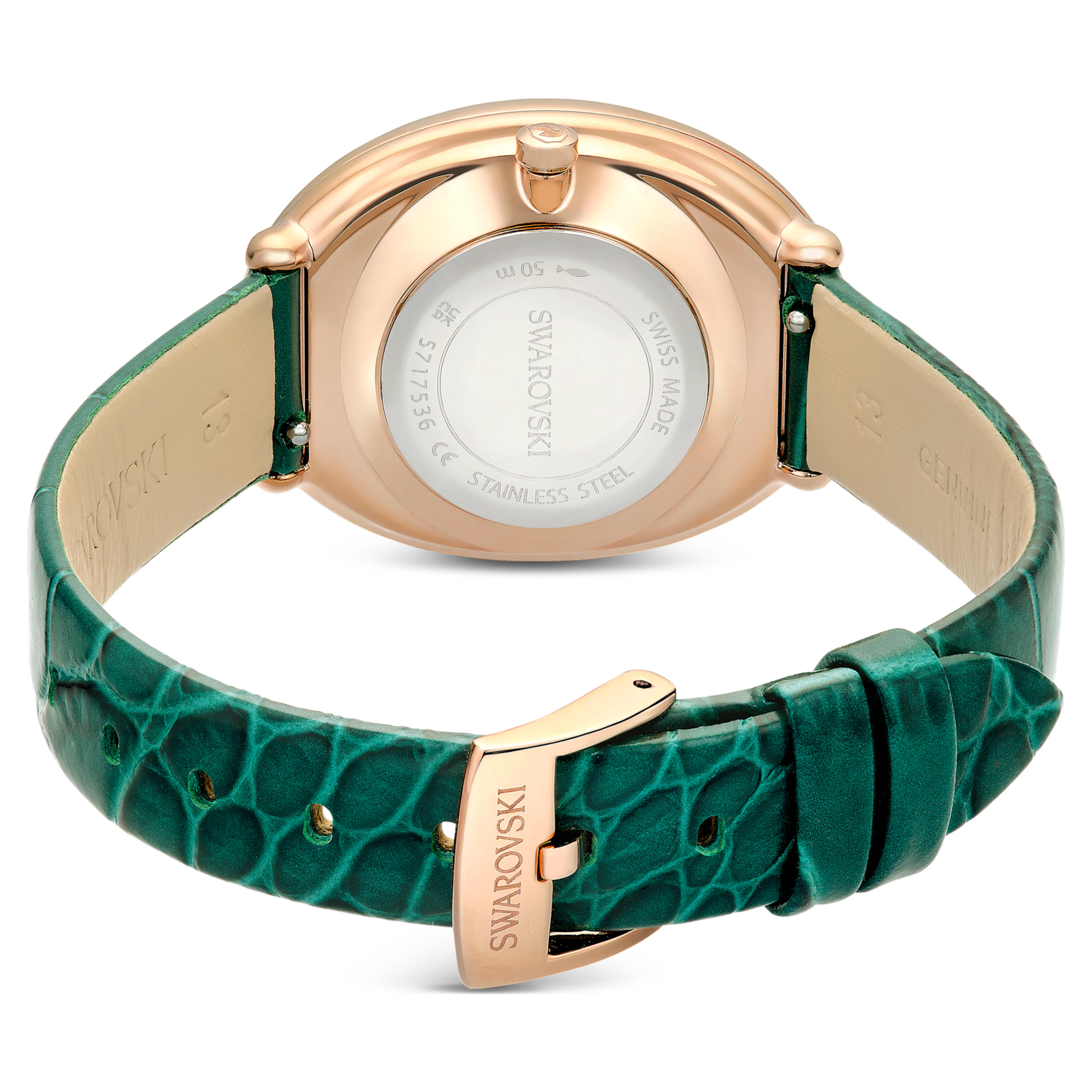 Montre Imber Oval cuir vert or rosé – Swarovski