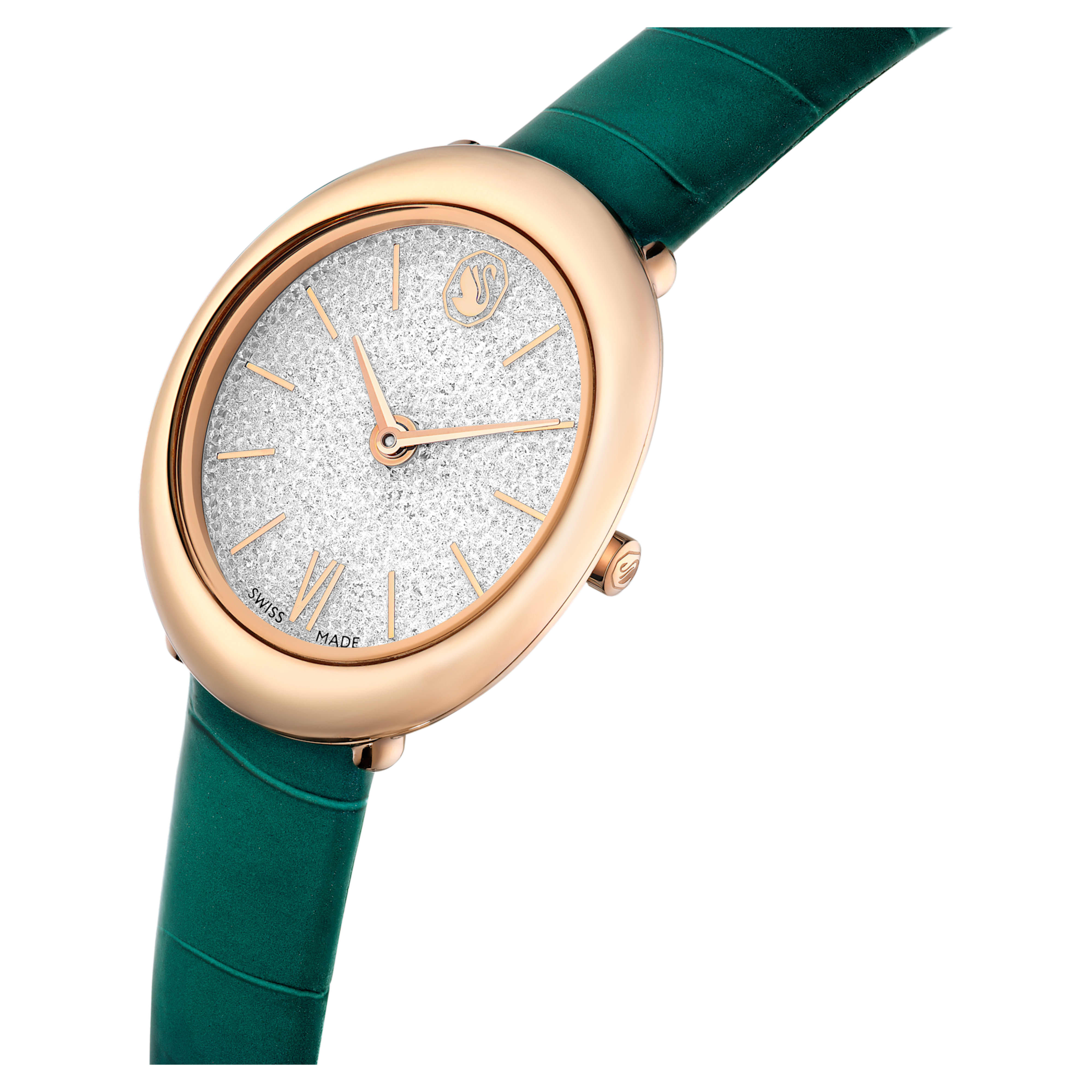Montre Imber Oval cuir vert or rosé – Swarovski