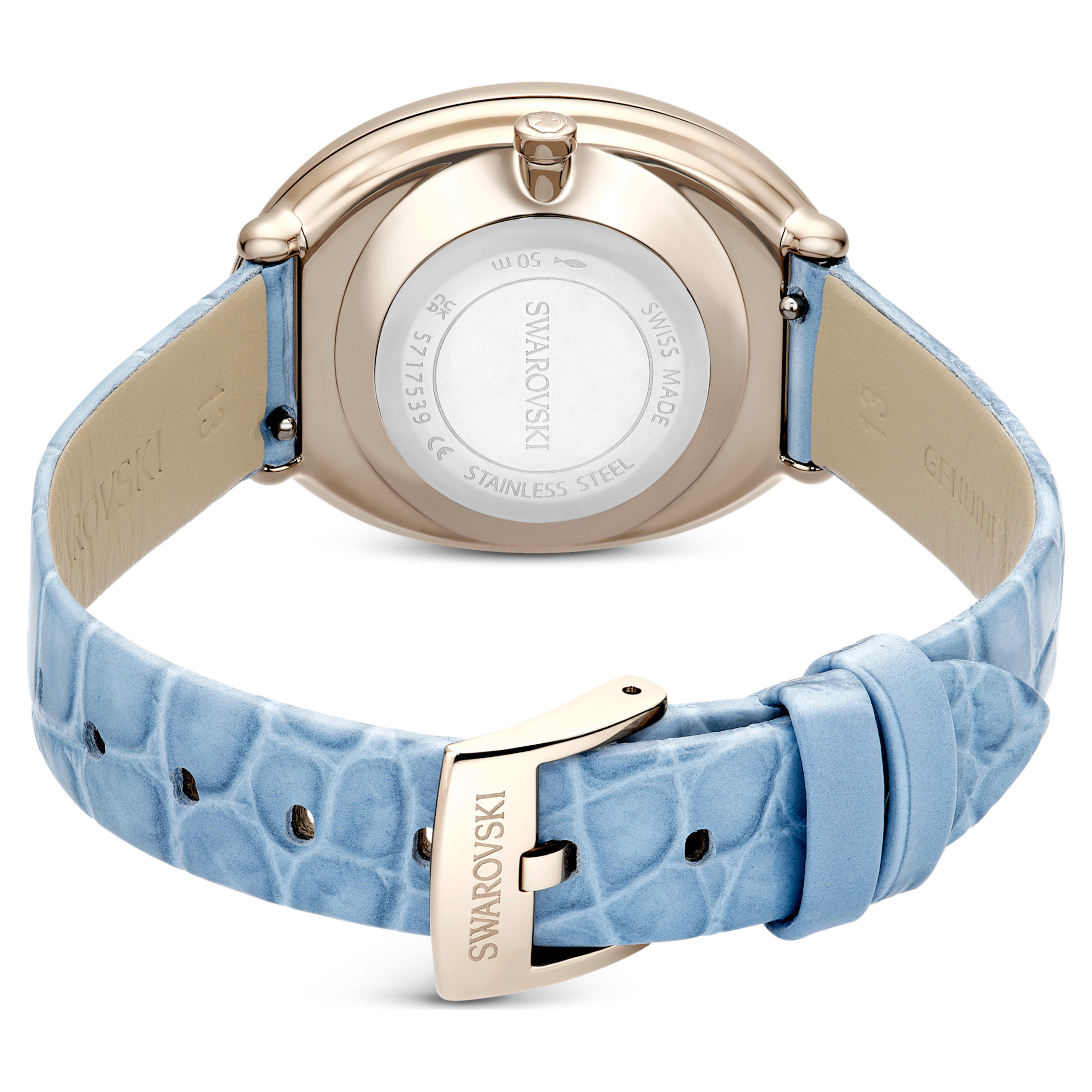 Montre Imber Oval cuir bleu champagne – Swarovski