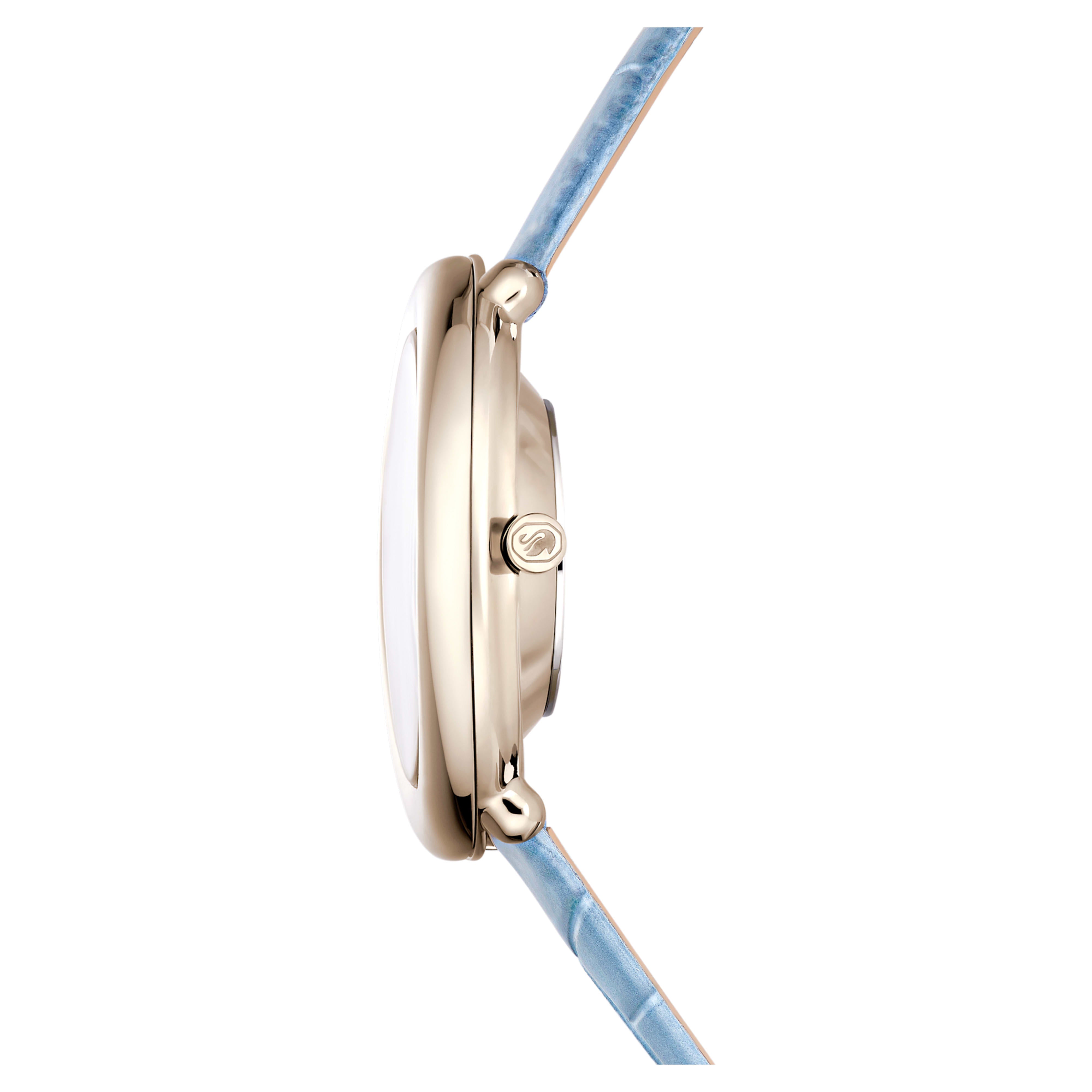 Montre Imber Oval cuir bleu champagne – Swarovski