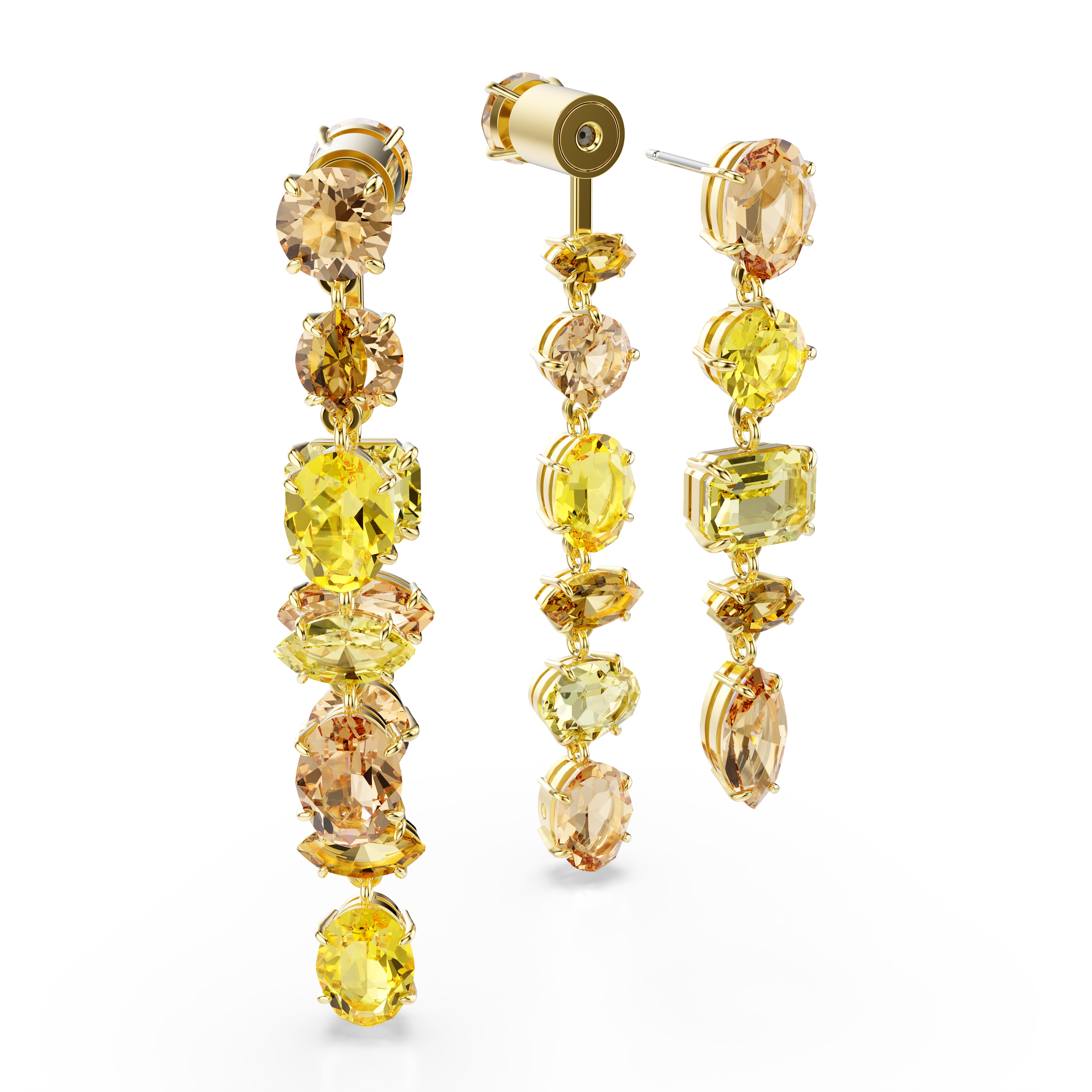 Women's Gema Asymmetrical Golden Yellow Earrings – Swarovski