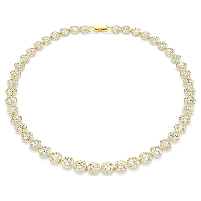 Una Angelic Round White Gold Tennis Necklace – Swarovski