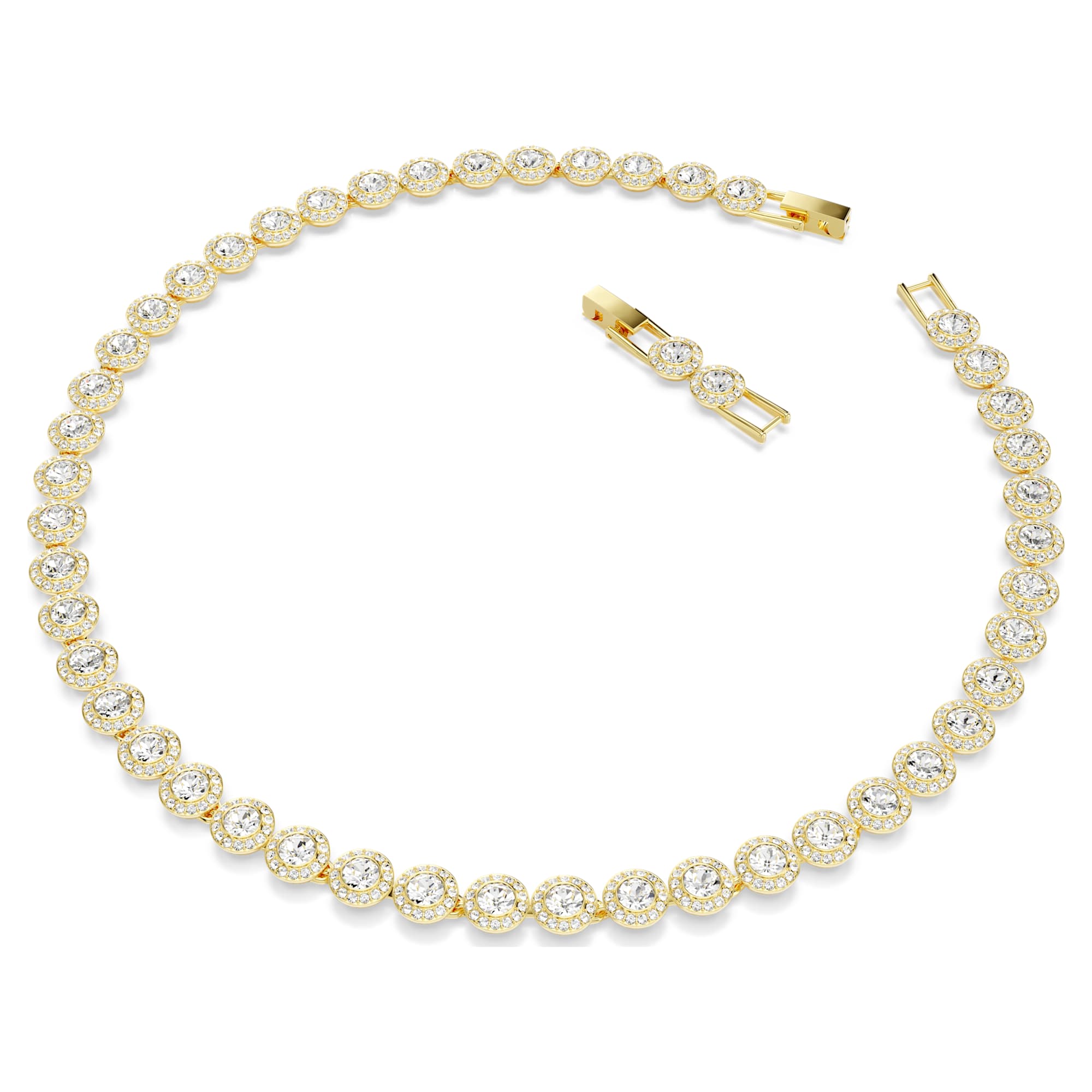 Una - Taille ronde - Blanc Doré - Collier - Swarovski