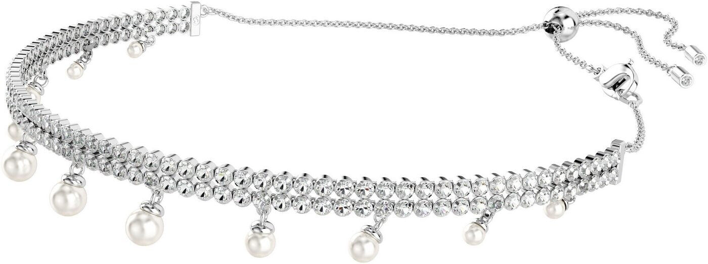Ariana Grande White Pearl Rhodium Plated Necklace – Swarovski
