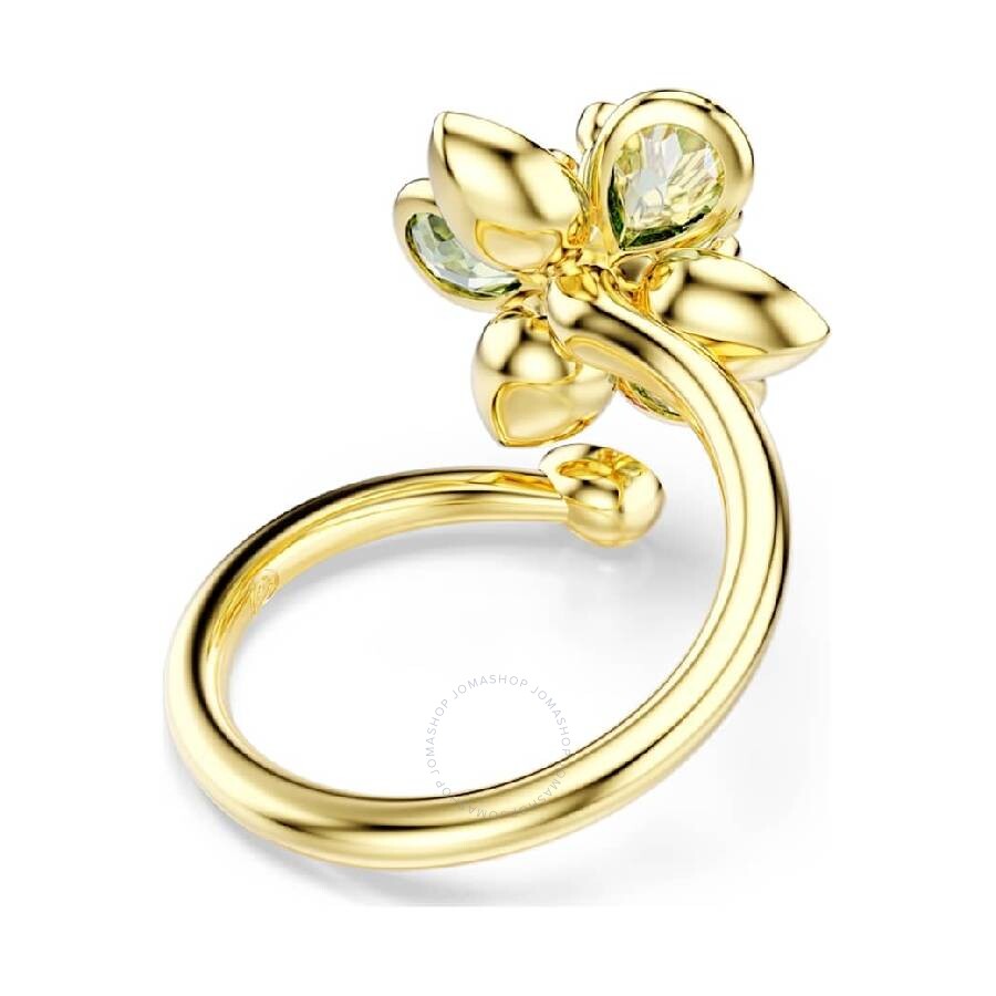Women's Open Ring Idyllia Green Flower Gold – Swarovski