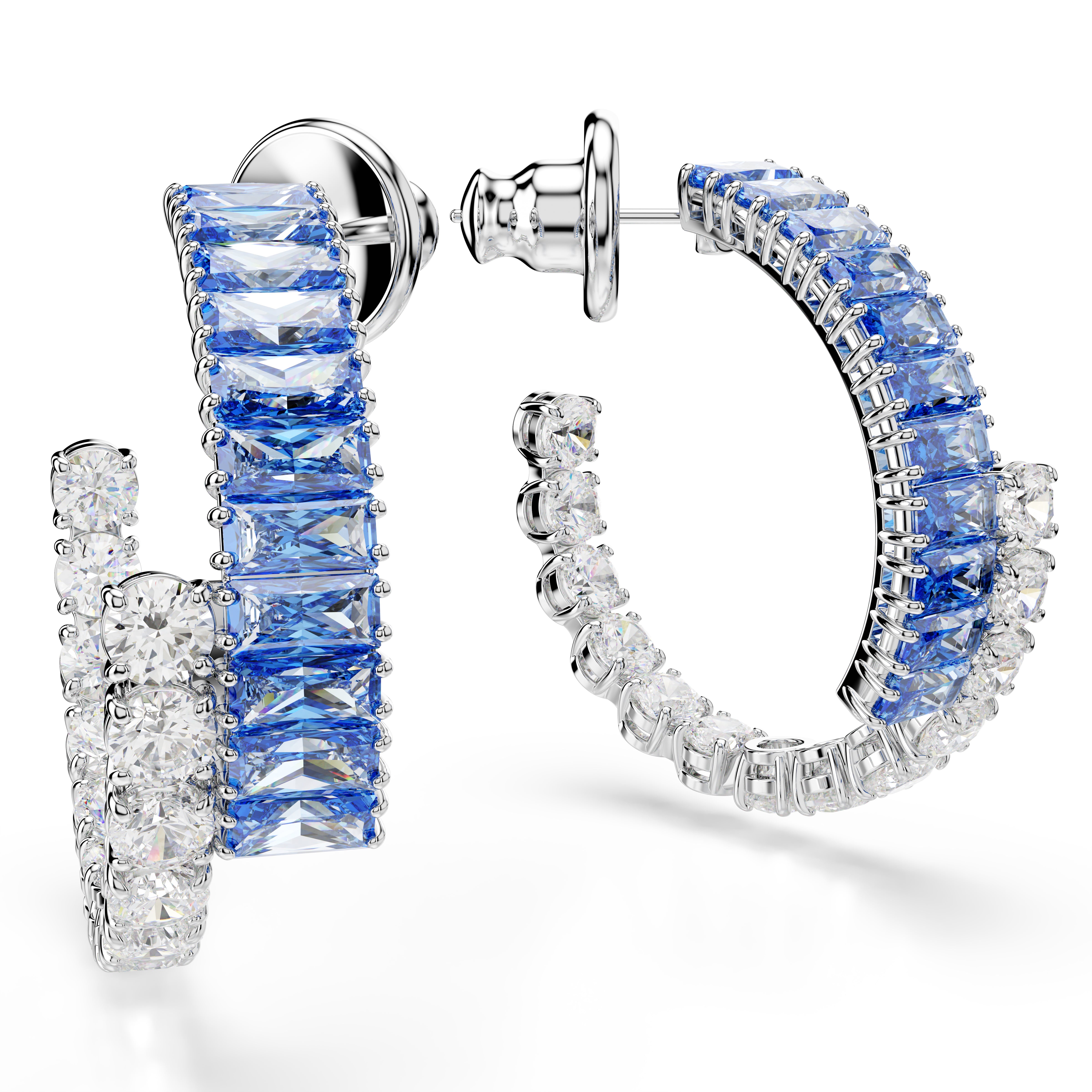 Silver Blue Matrix Hoop Earrings – Swarovski