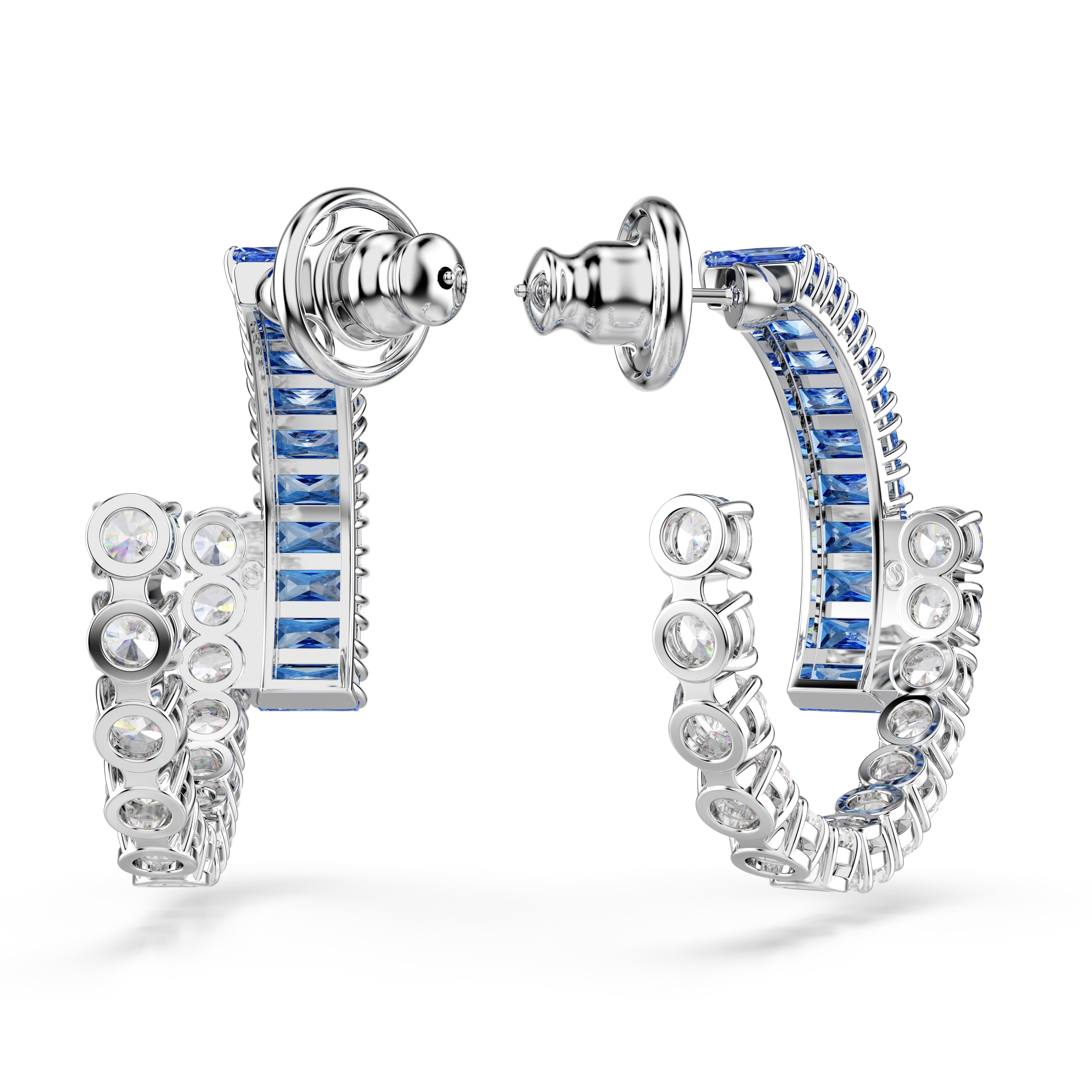 Silver Blue Matrix Hoop Earrings – Swarovski