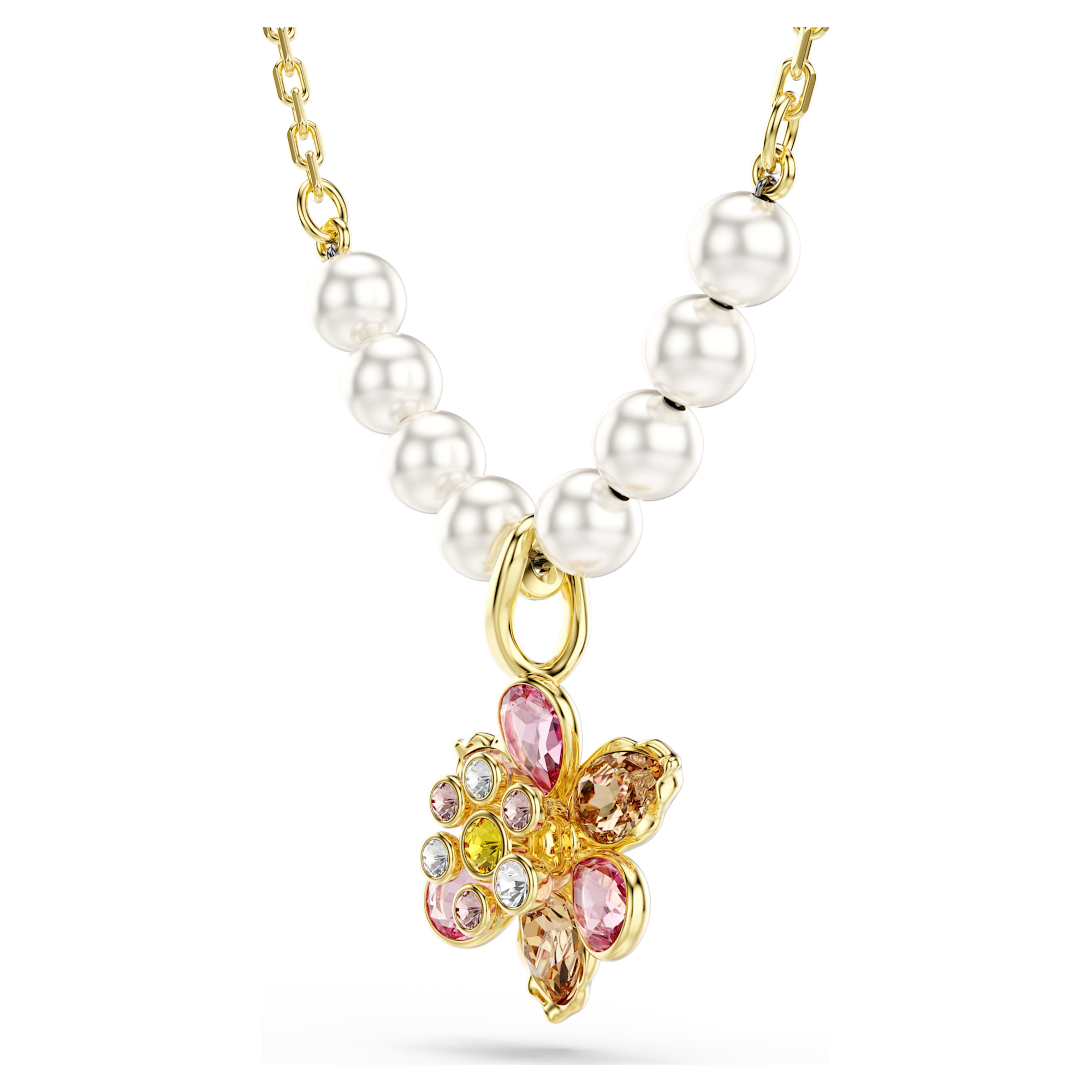 Idyllia pearl and multicolor flower pendant – Swarovski