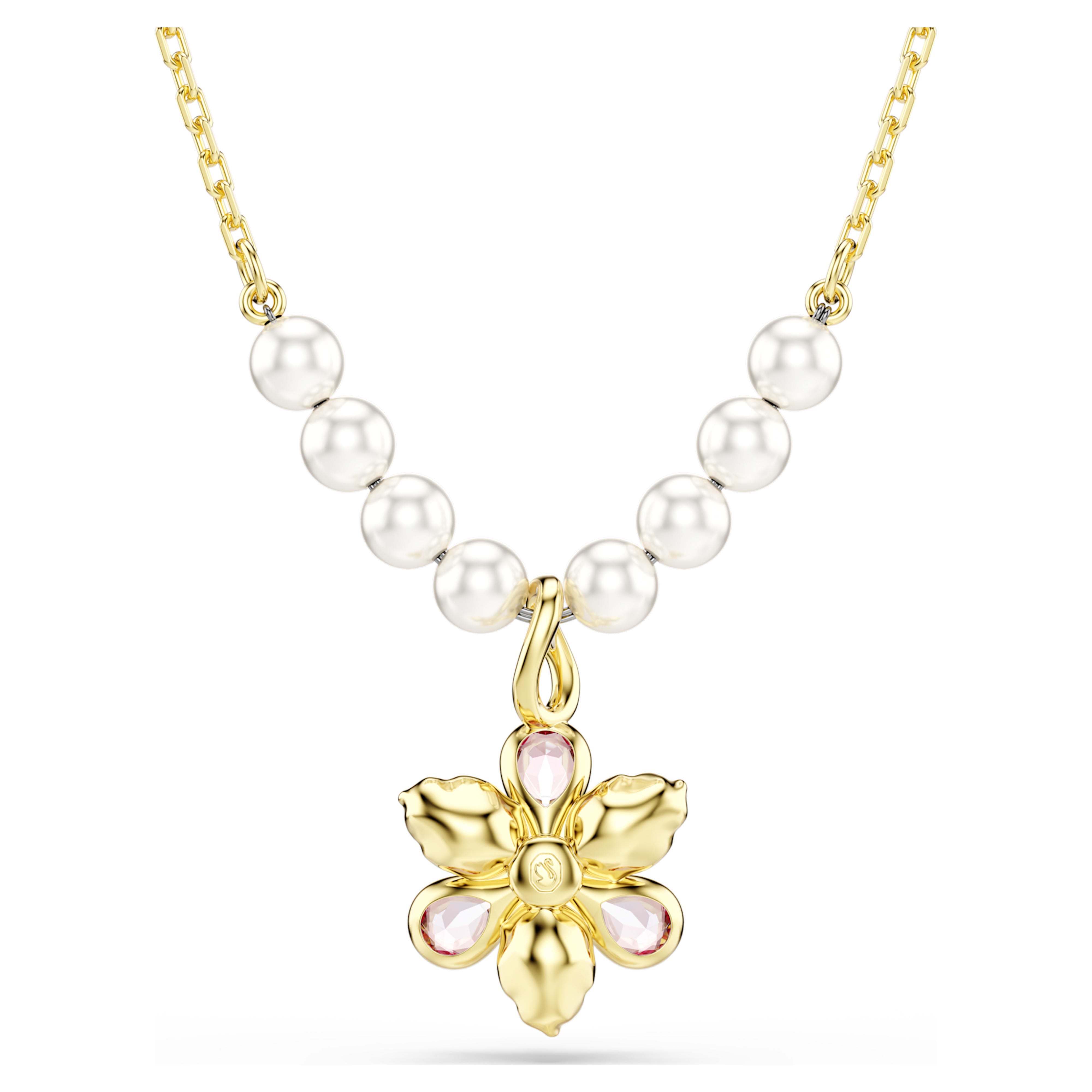 Idyllia pearl and multicolor flower pendant – Swarovski