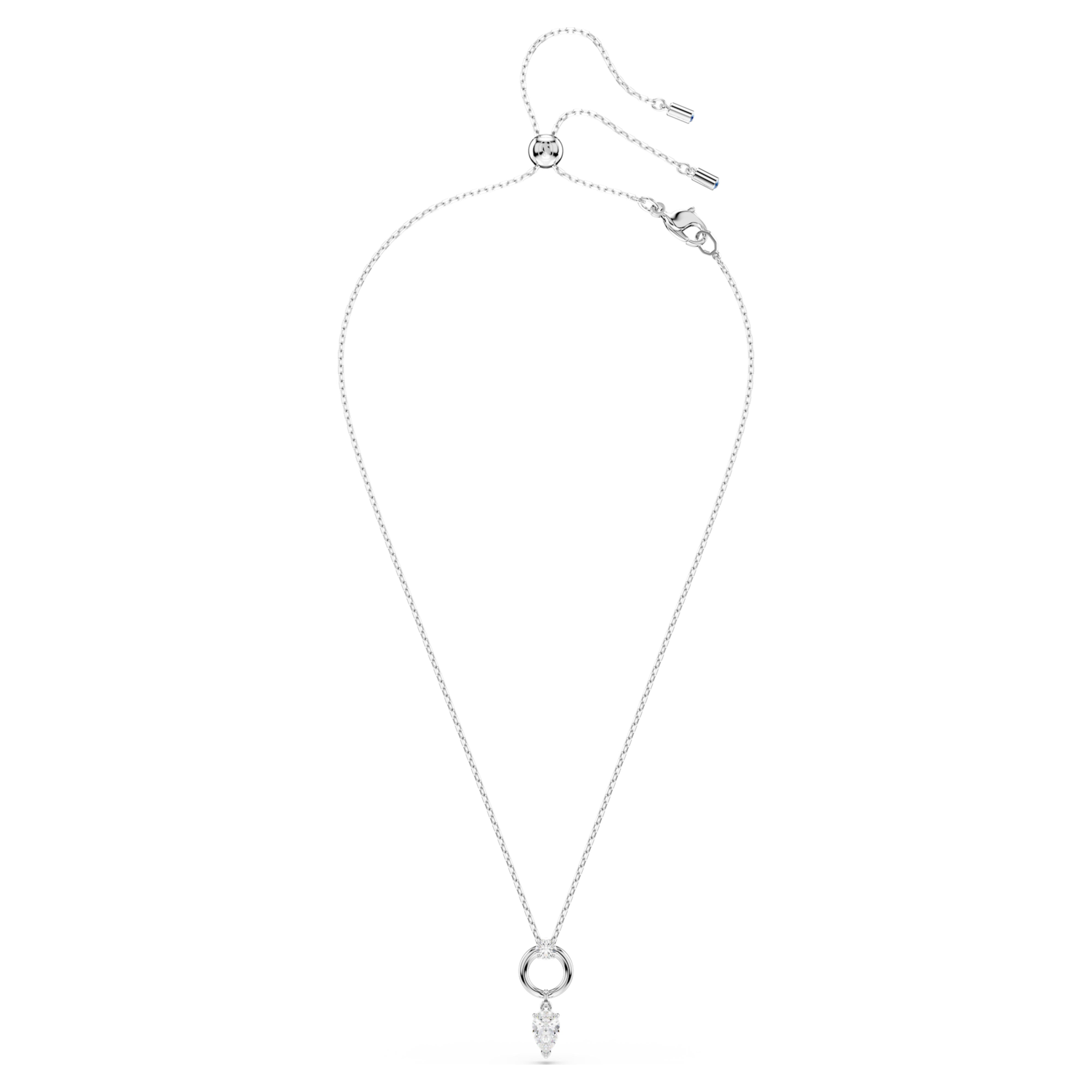 Rhodium-plated white pear-shaped Mesmera pendant – Swarovski