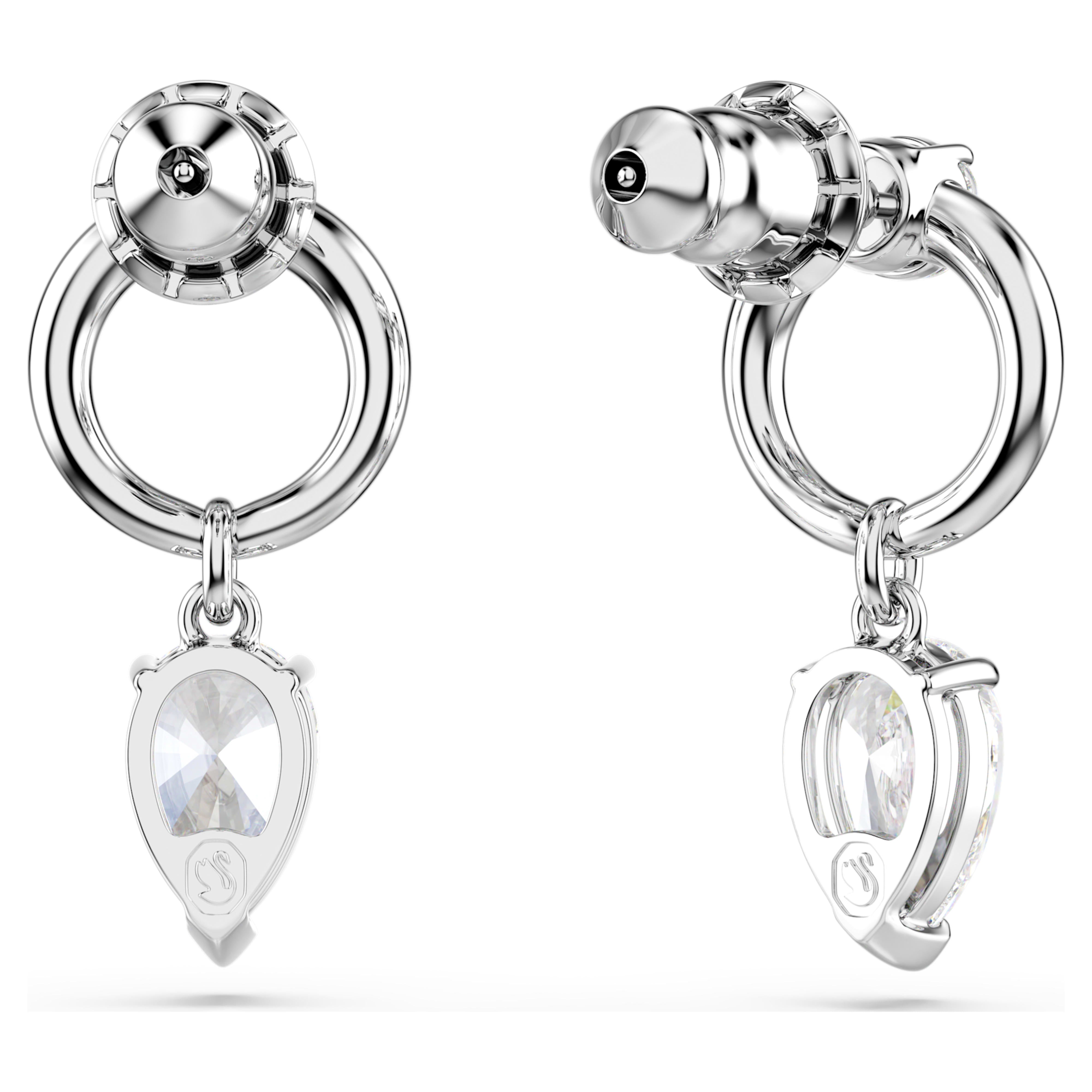 Rhodium-plated white Mesmera dangling earrings – Swarovski