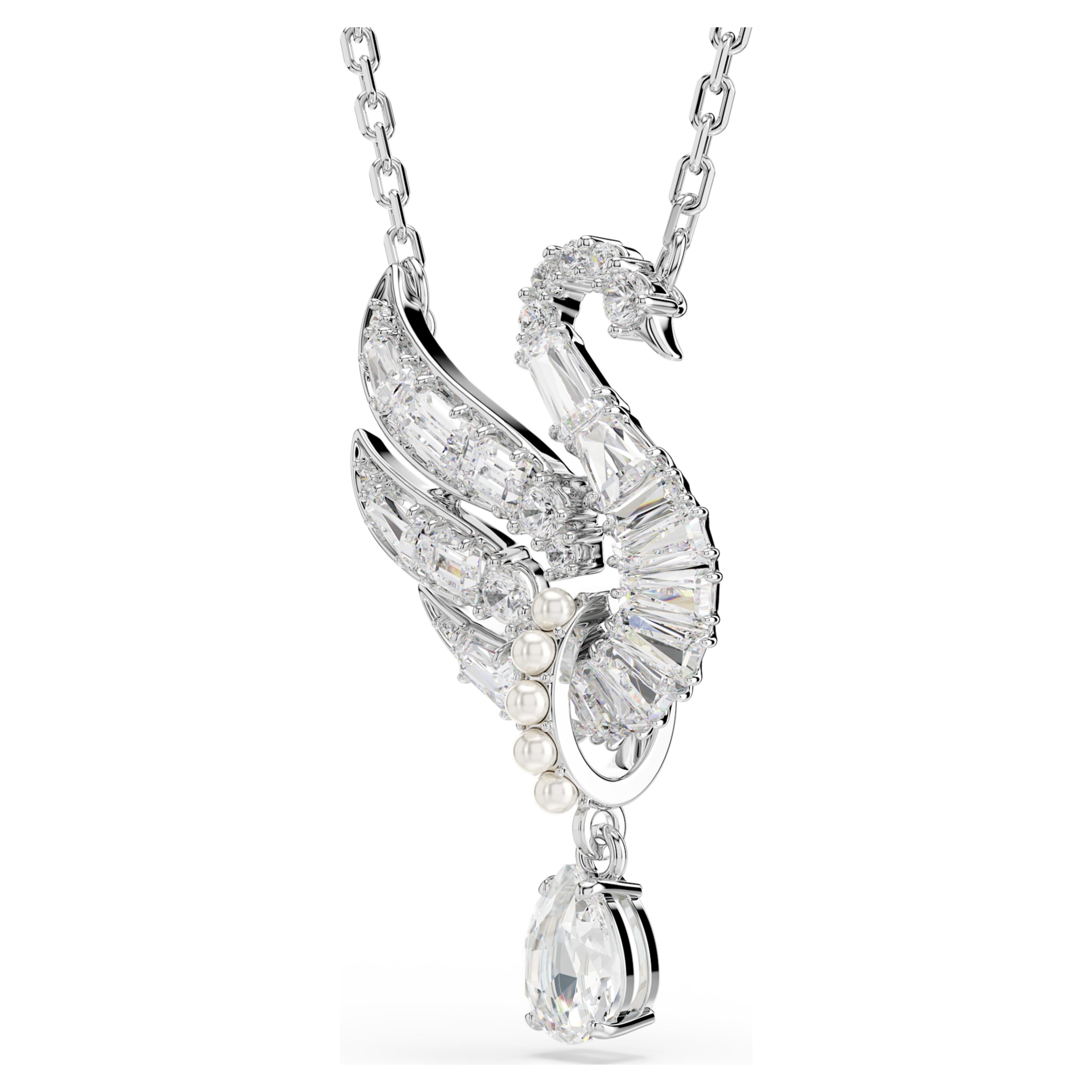 Colgante de cisne blanco en metal chapado en rodio | Swarovski