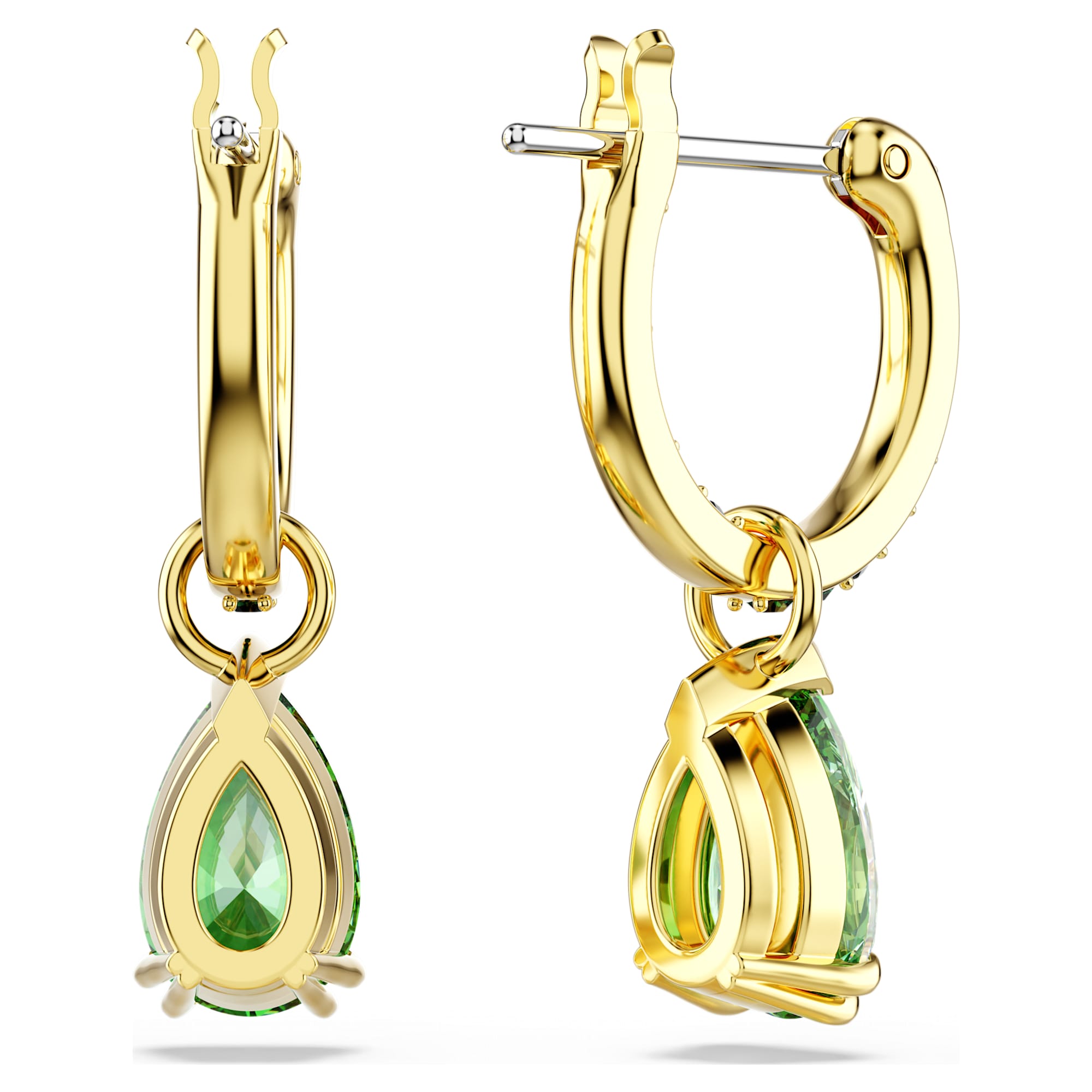 Attract - pear size - golden green - earrings - swarovski