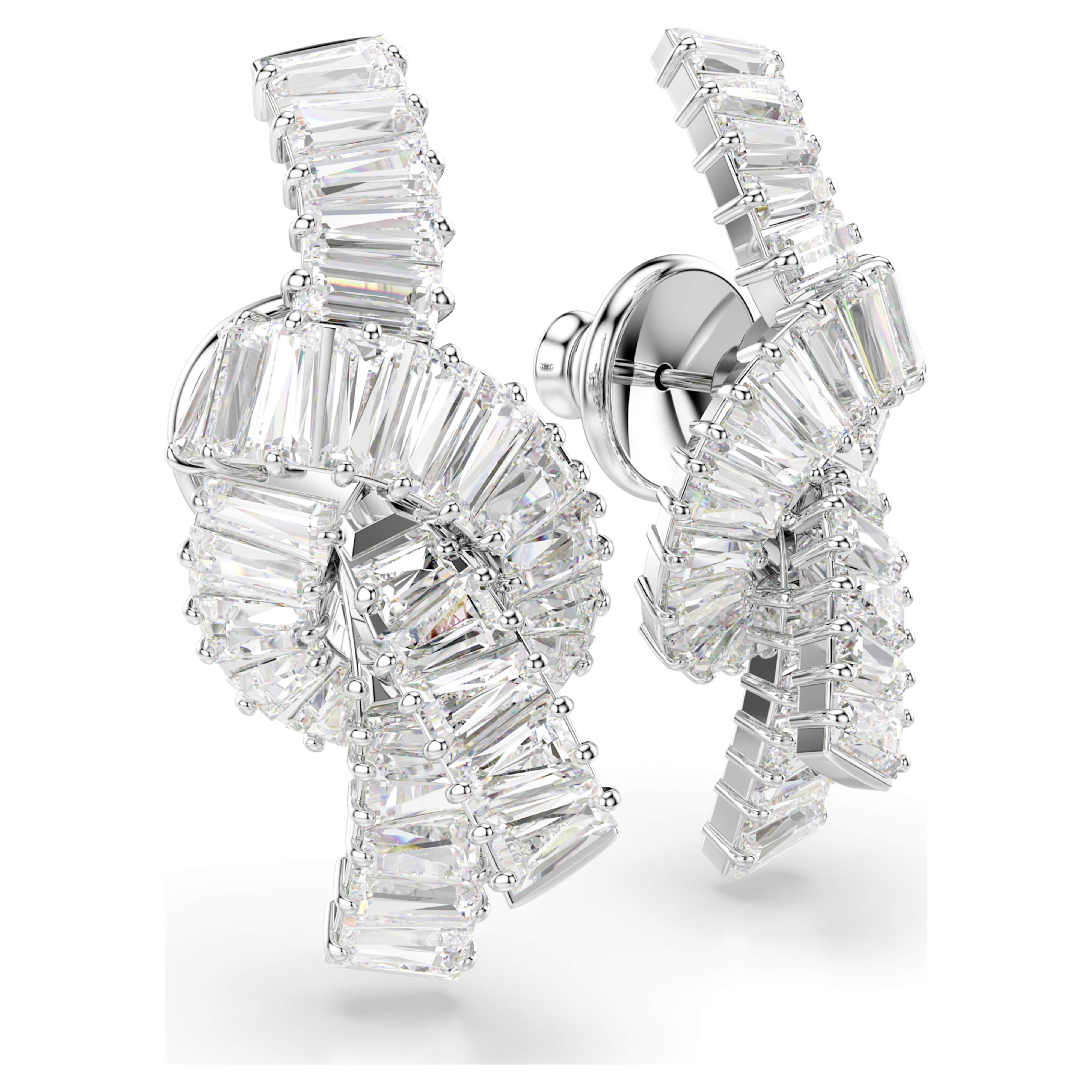 Matrix rhodium-plated baguette knot earrings – Swarovski