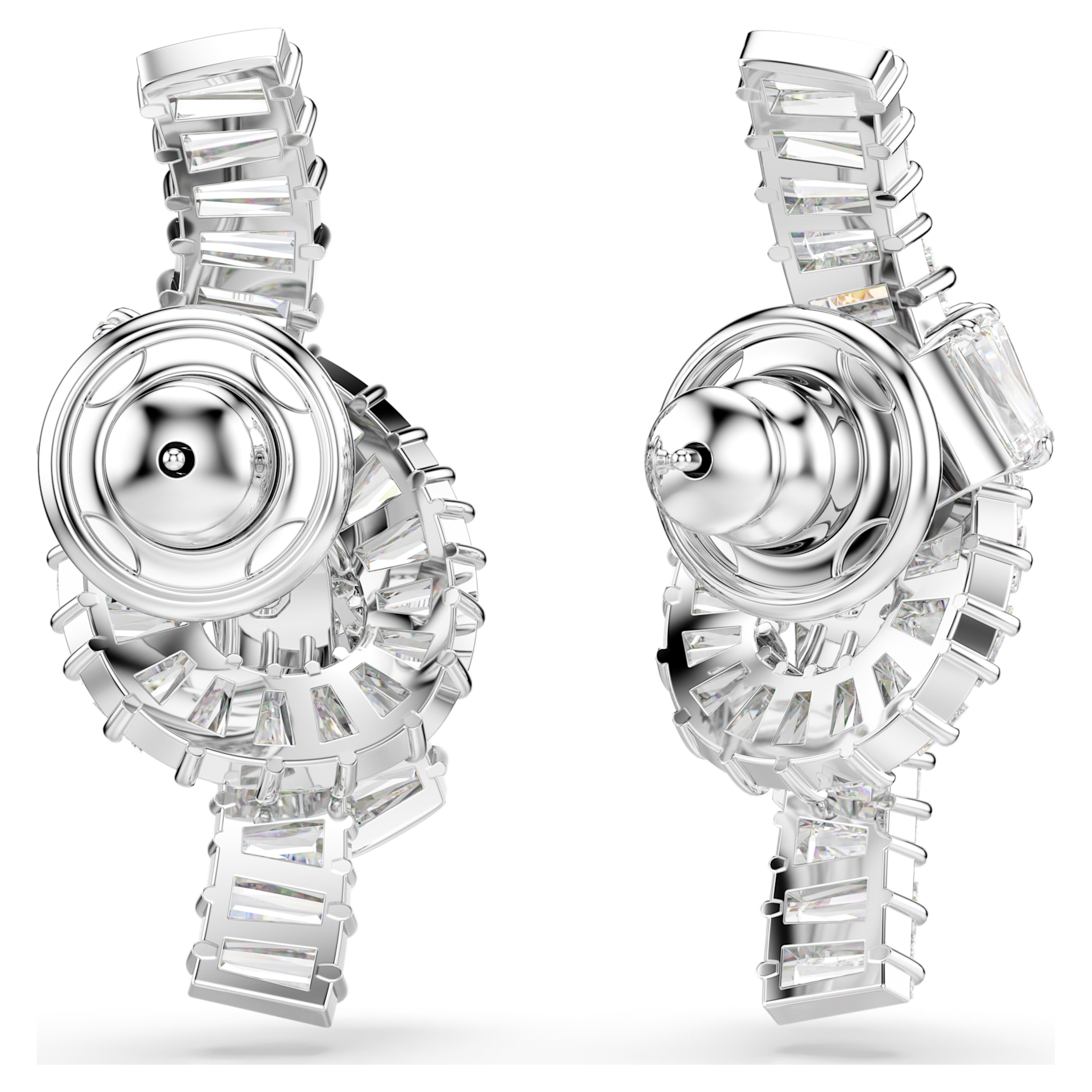 Matrix rhodium-plated baguette knot earrings – Swarovski