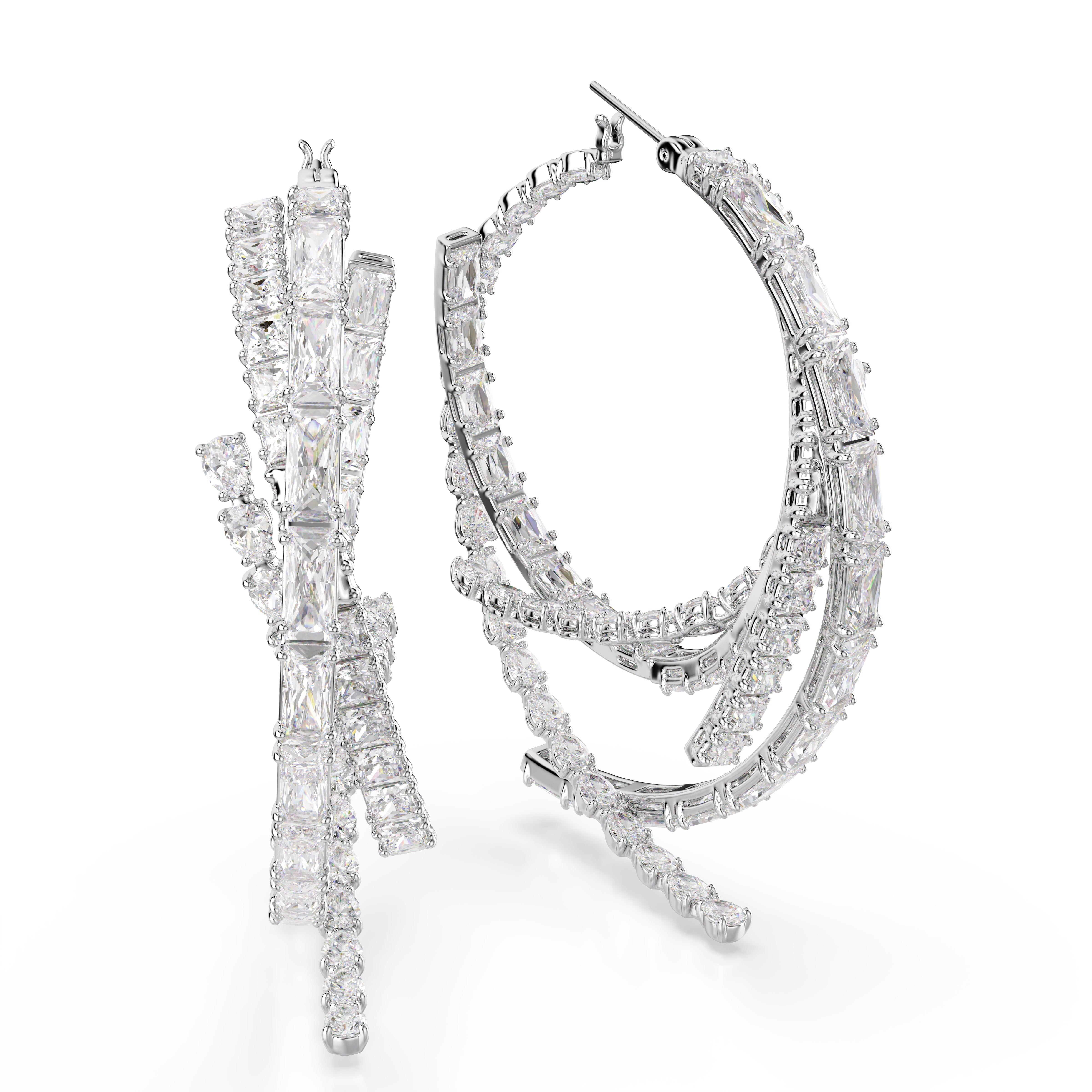 Women's Matrix White Silver Hoop Earrings – Swarovski