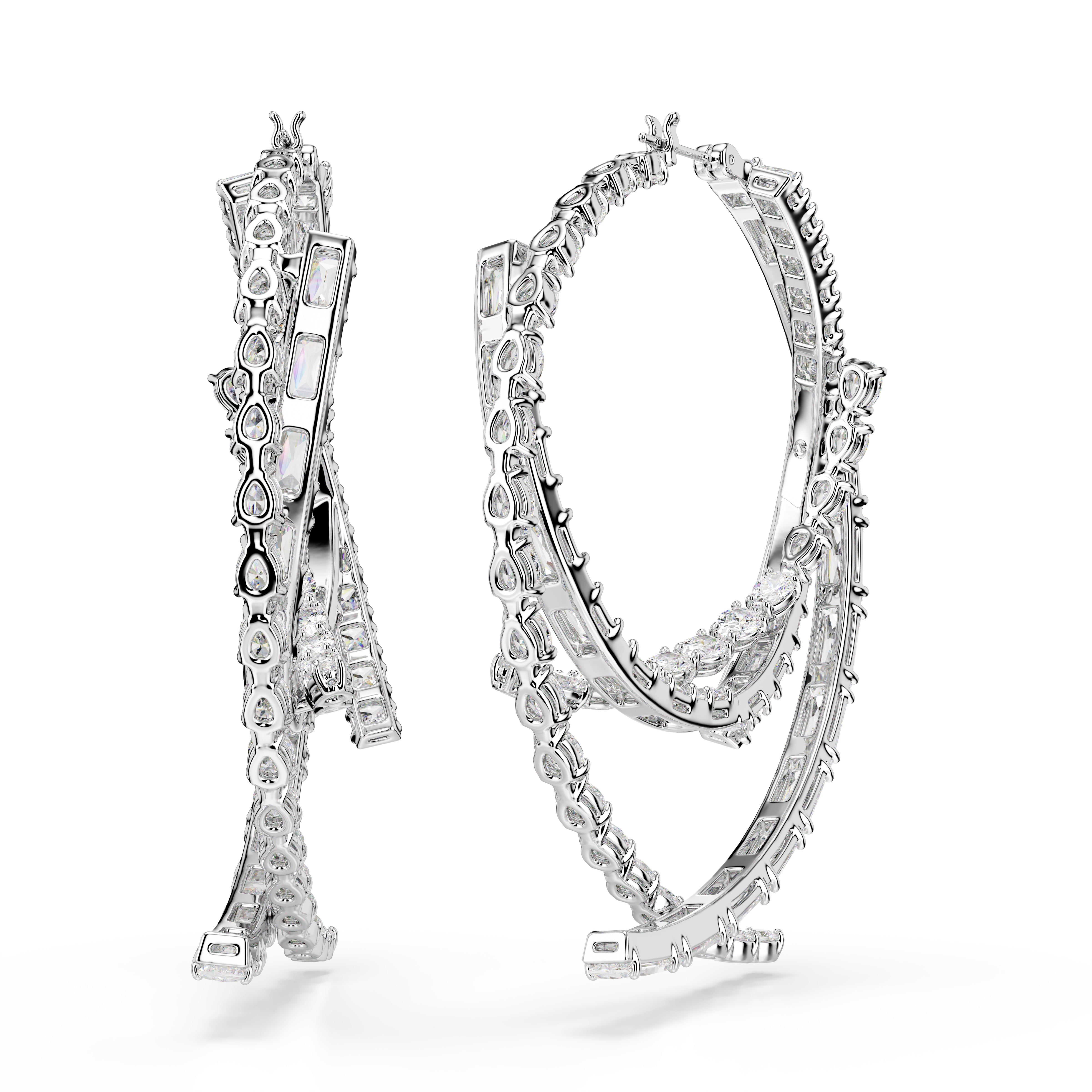 Women's Matrix White Silver Hoop Earrings – Swarovski