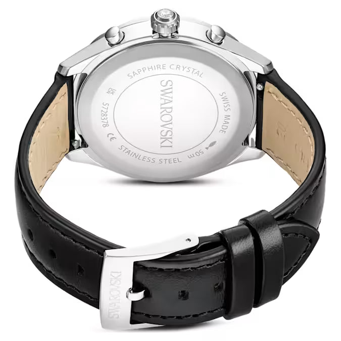 Dextera Tachymeter Stainless Steel Leather Watch – Swarovski