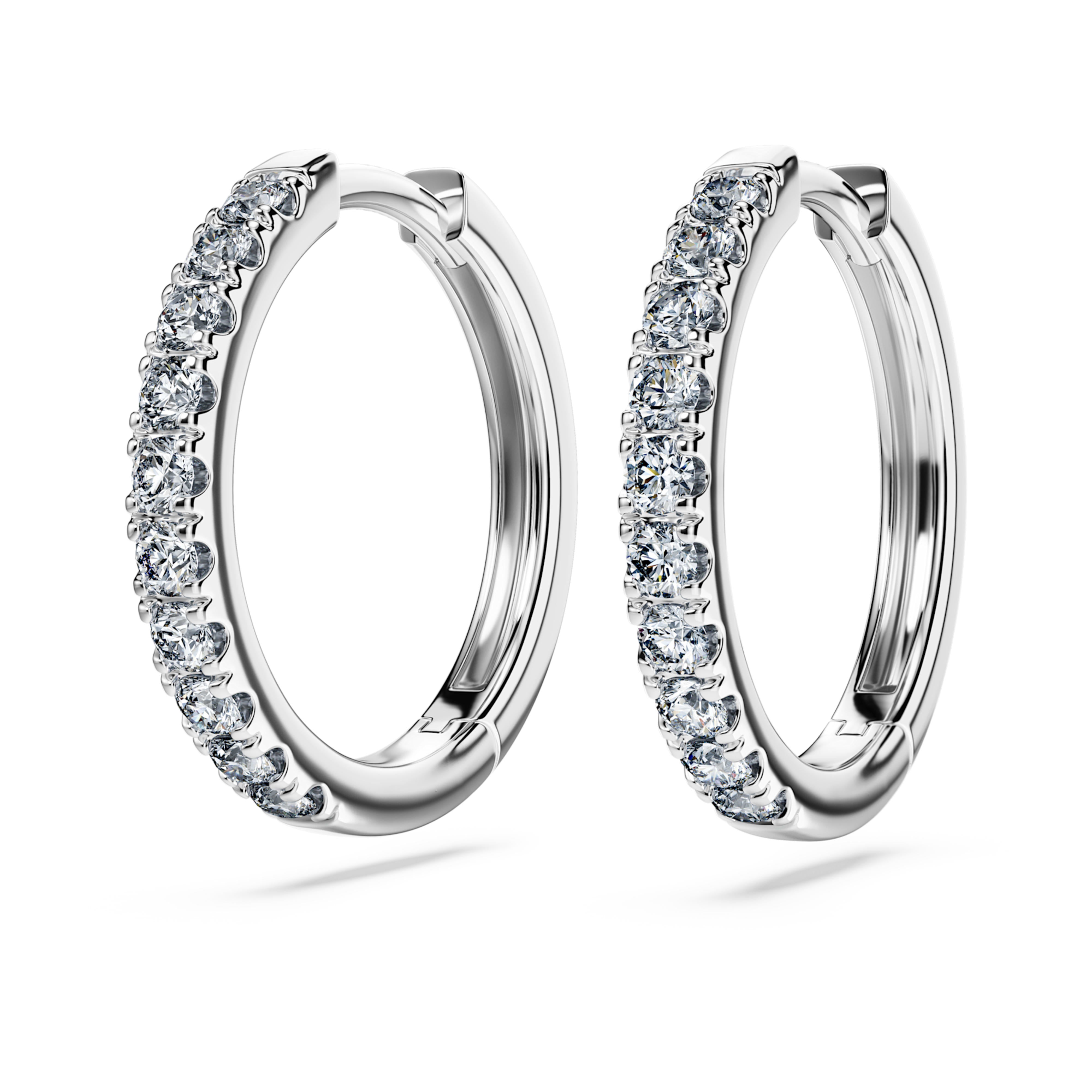Anneaux d’oreilles Eternity Swarovski argent et diamants 0,5 ct