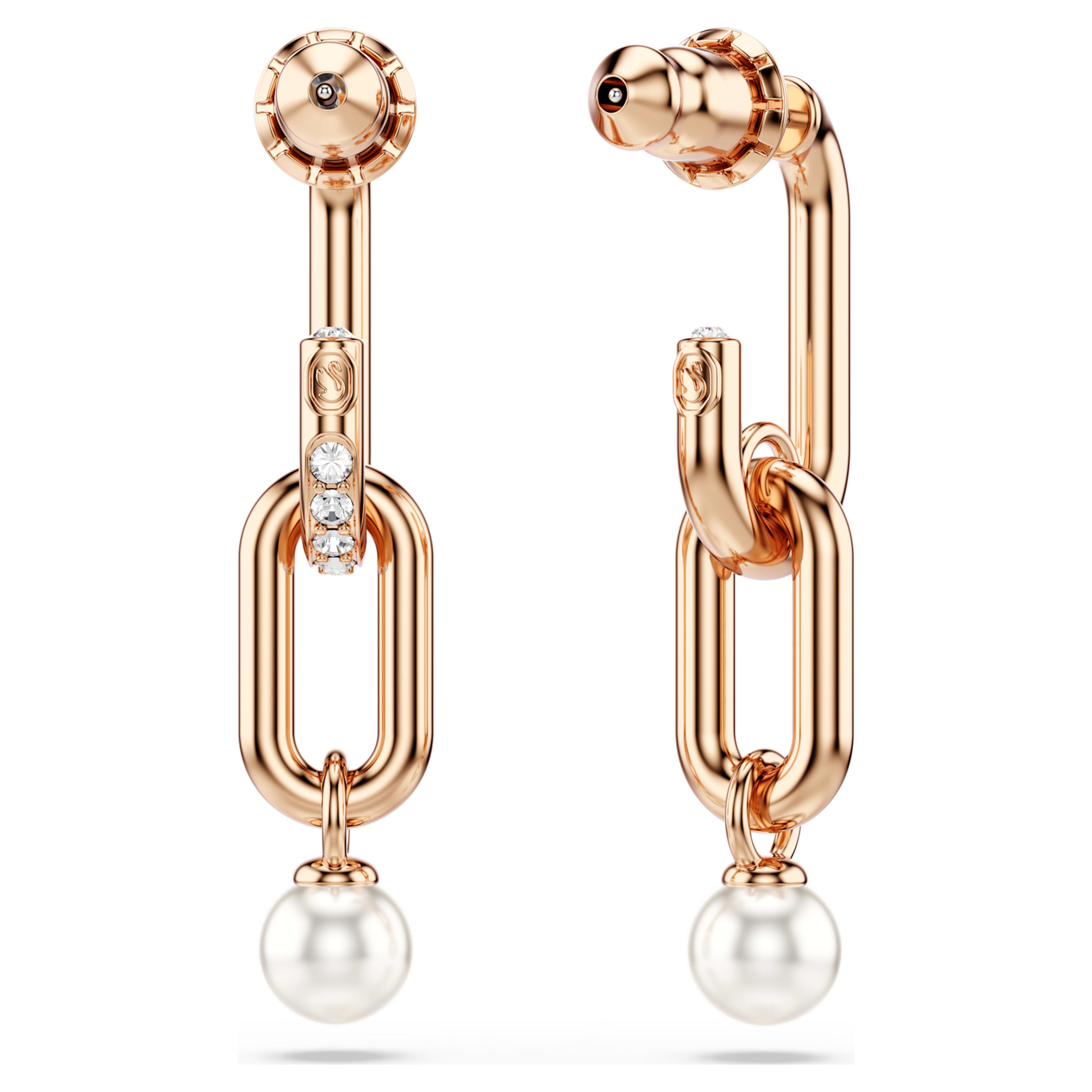 Pendientes colgantes de perlas Constella en oro rosa – Swarovski