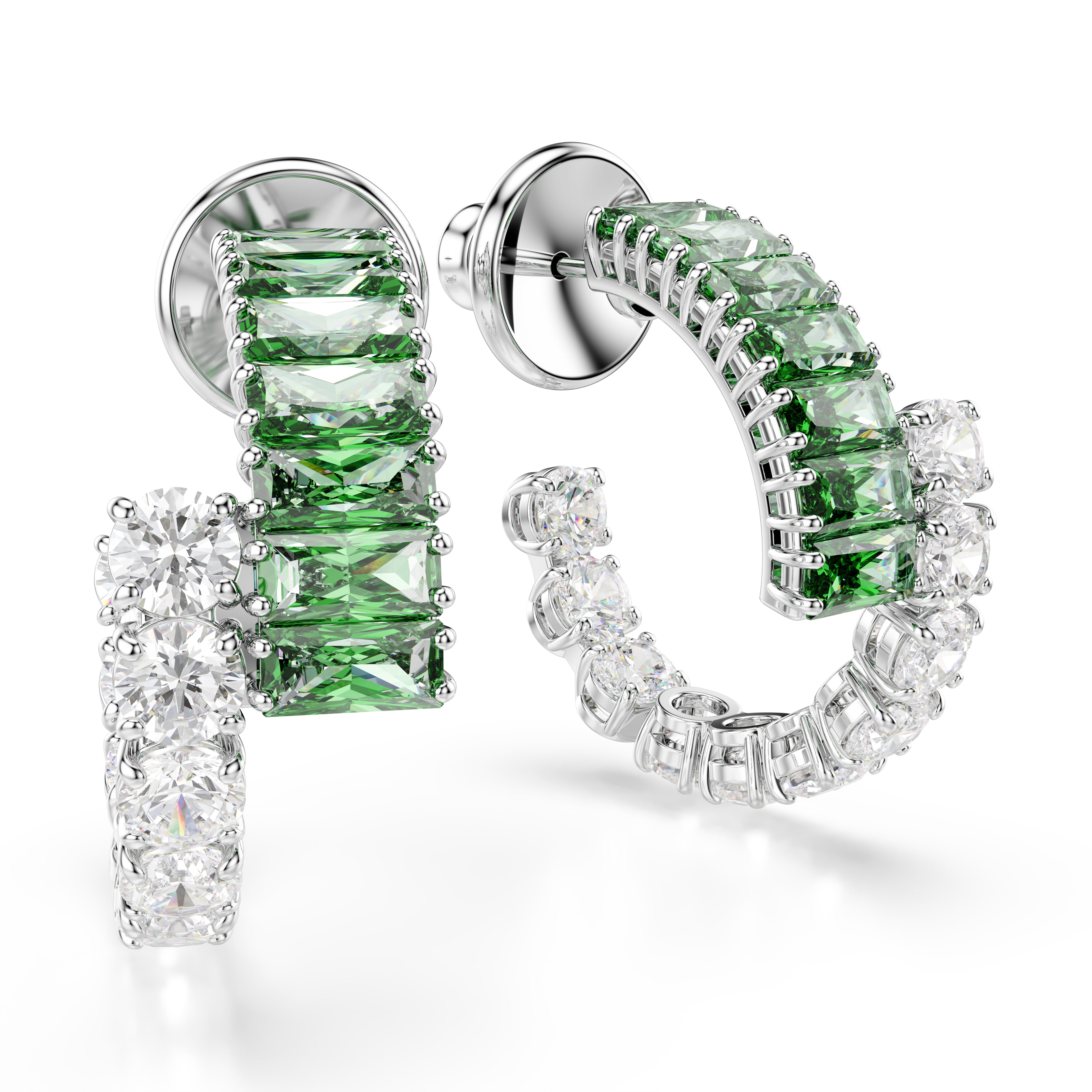 Matrix Green Silver Women's Hoop Earrings – Swarovski