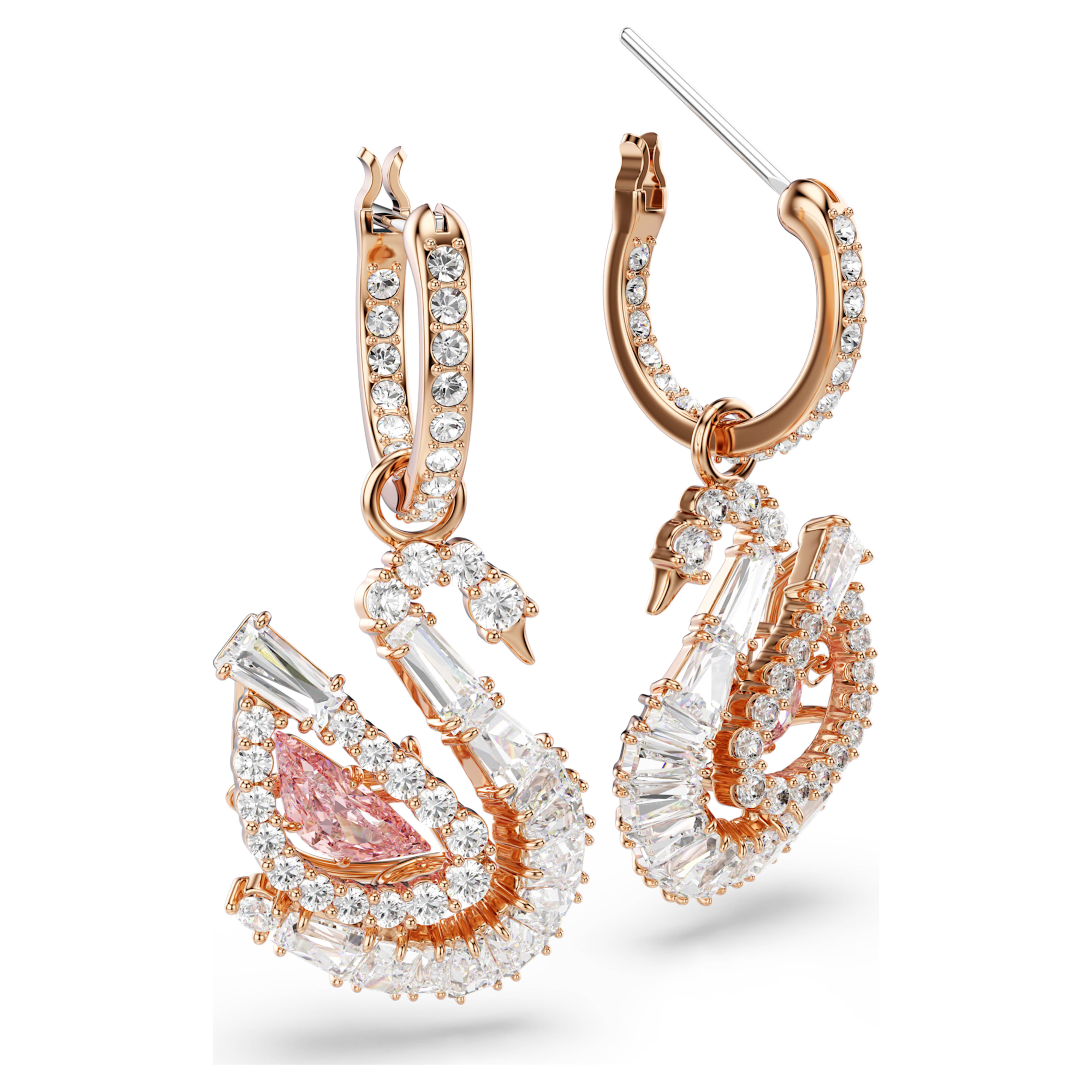 Pendientes piedra danzante rosa cisne – Swarovski