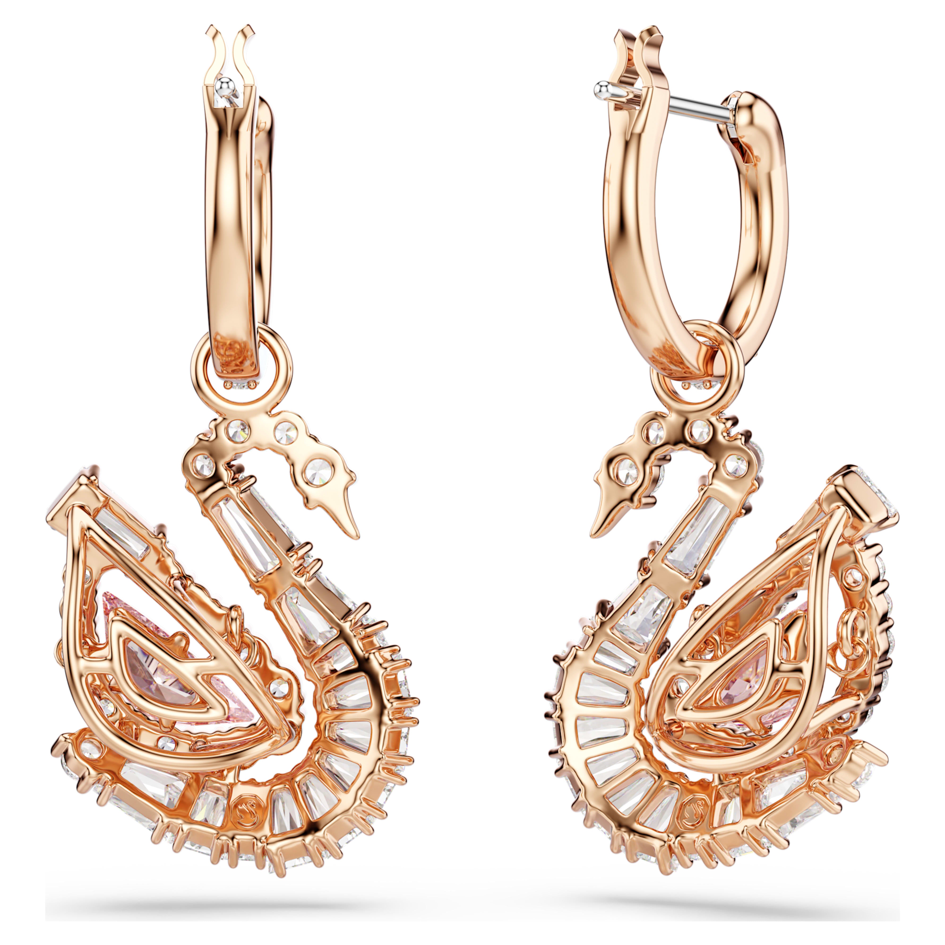 Pendientes piedra danzante rosa cisne – Swarovski