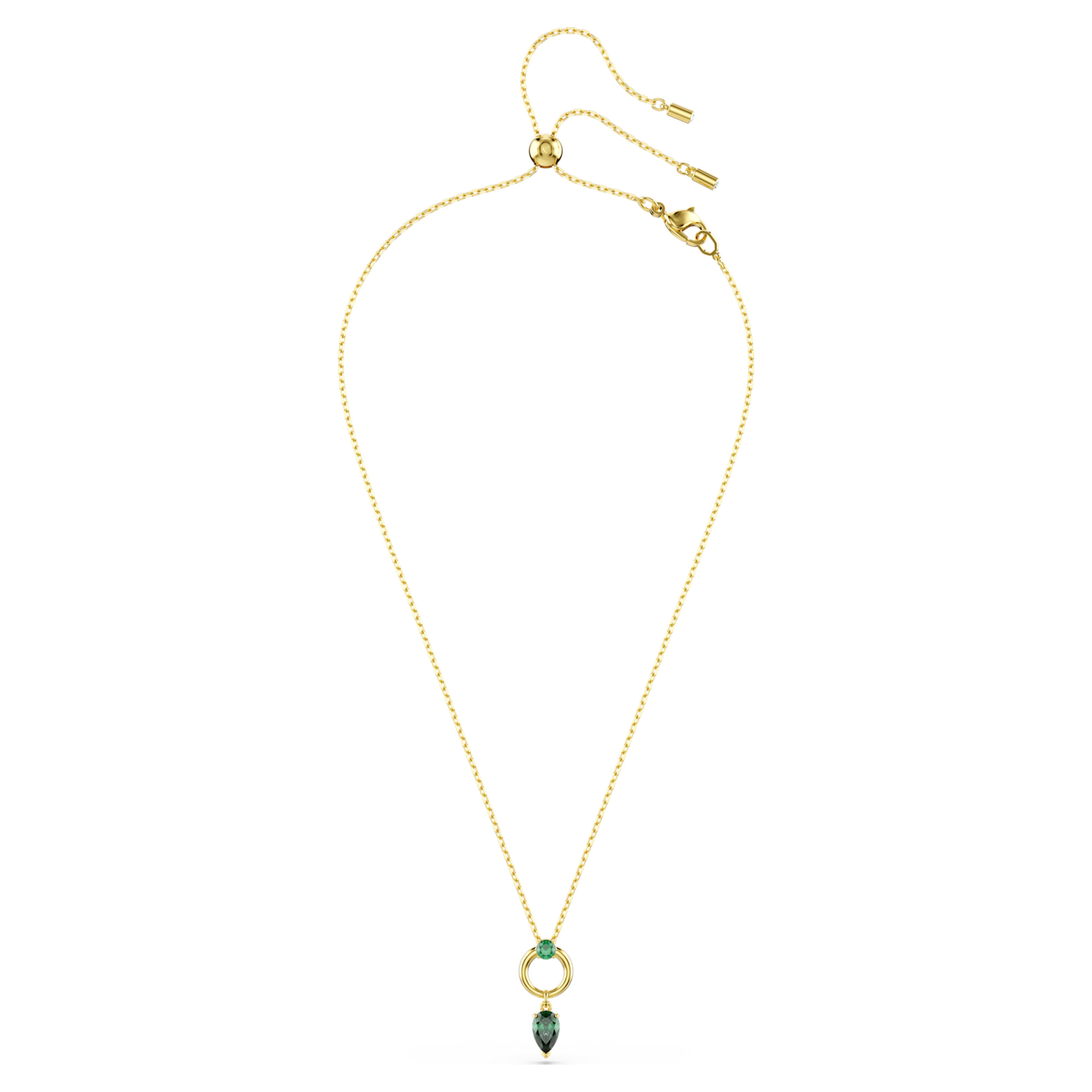 Mesmera pear-cut golden green pendant – Swarovski