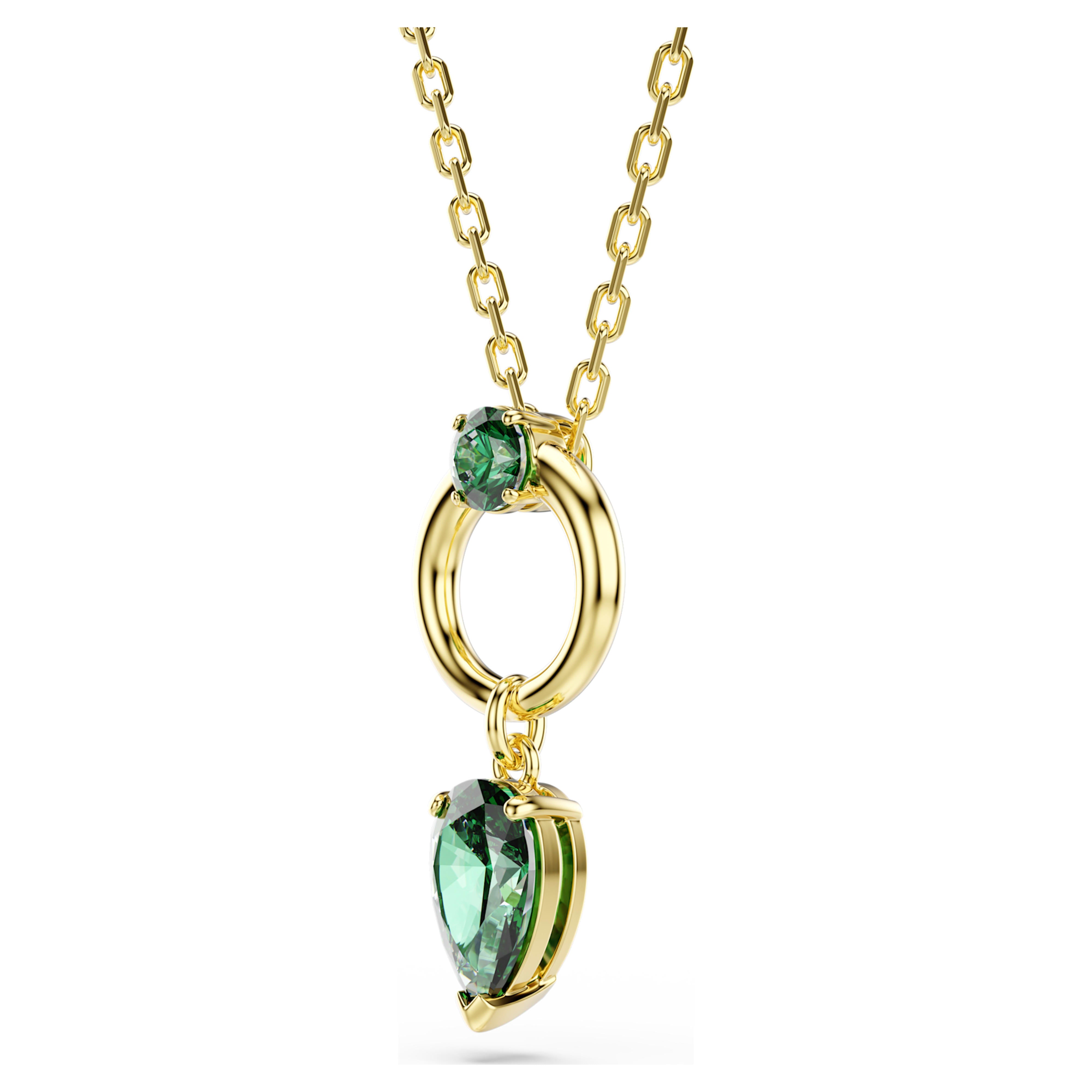 Mesmera pear-cut golden green pendant – Swarovski